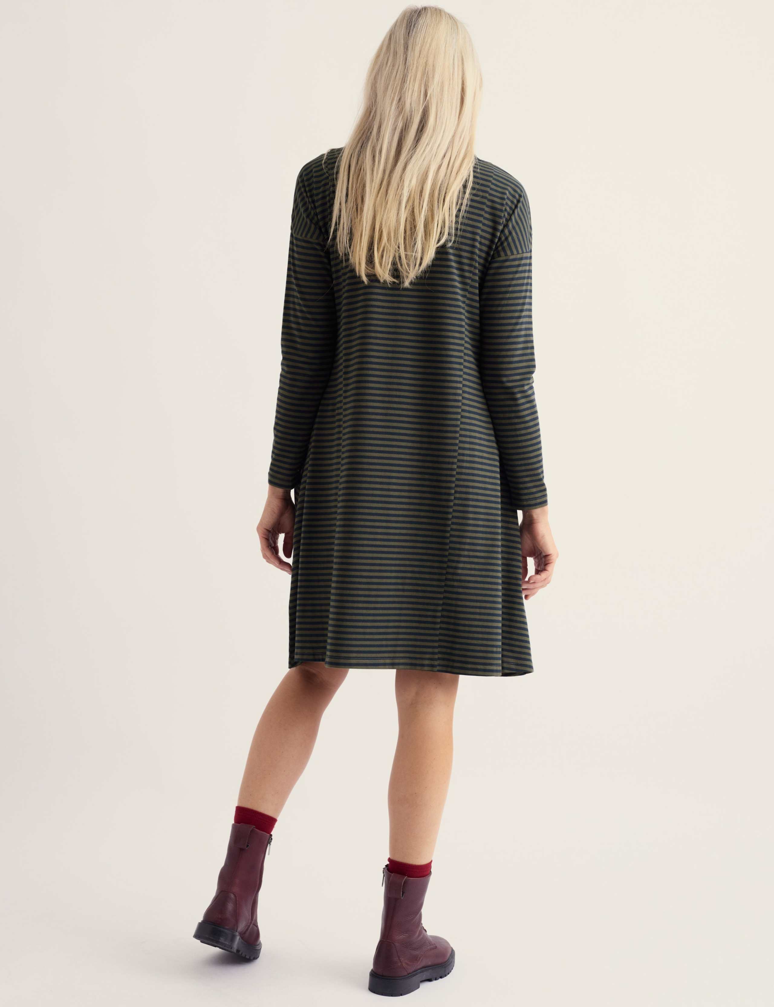 Cotton Rich Striped Knee Length Swing Dress 5 of 5