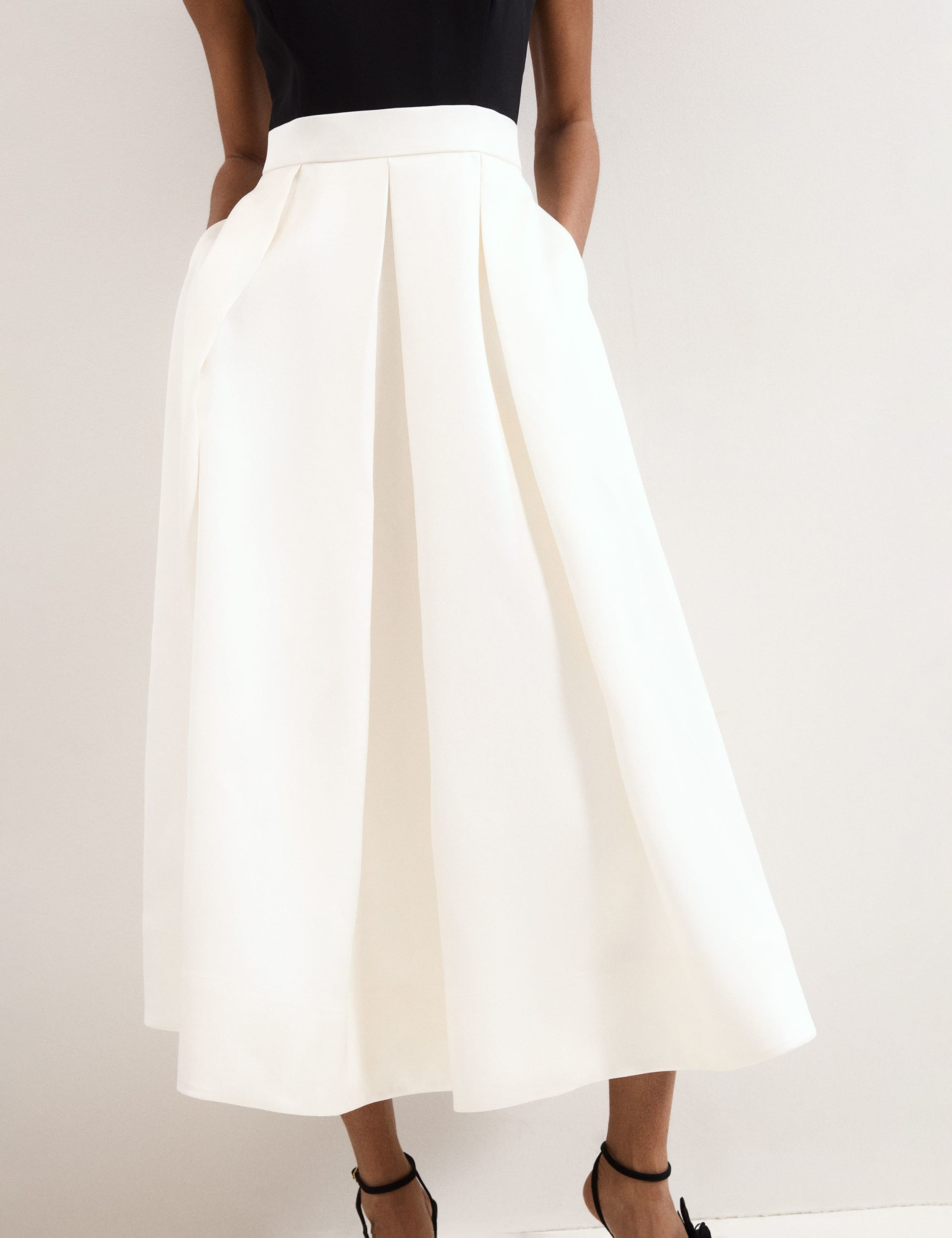 Satin Ruffle Midi Skater Dress 6 of 7