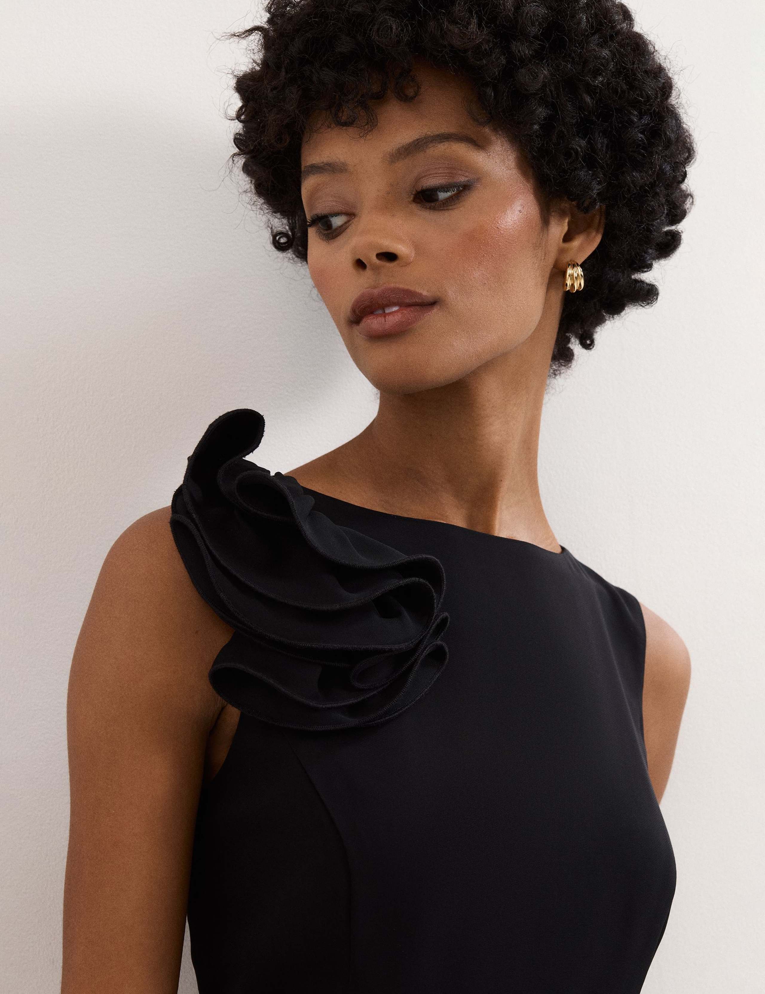 Satin Ruffle Midi Skater Dress 7 of 7