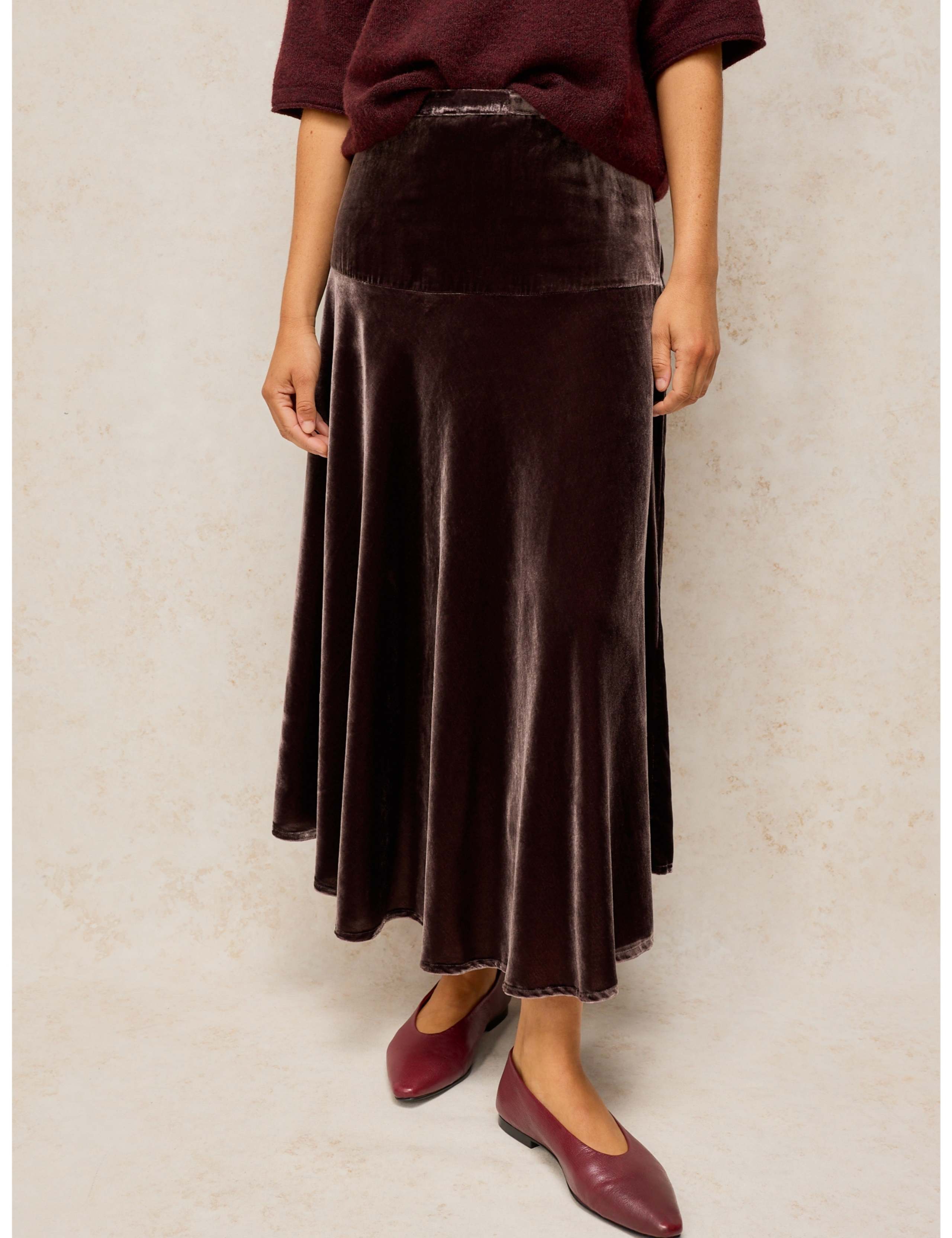 Gianna Velvet Midi A Line Skirt 3 of 6