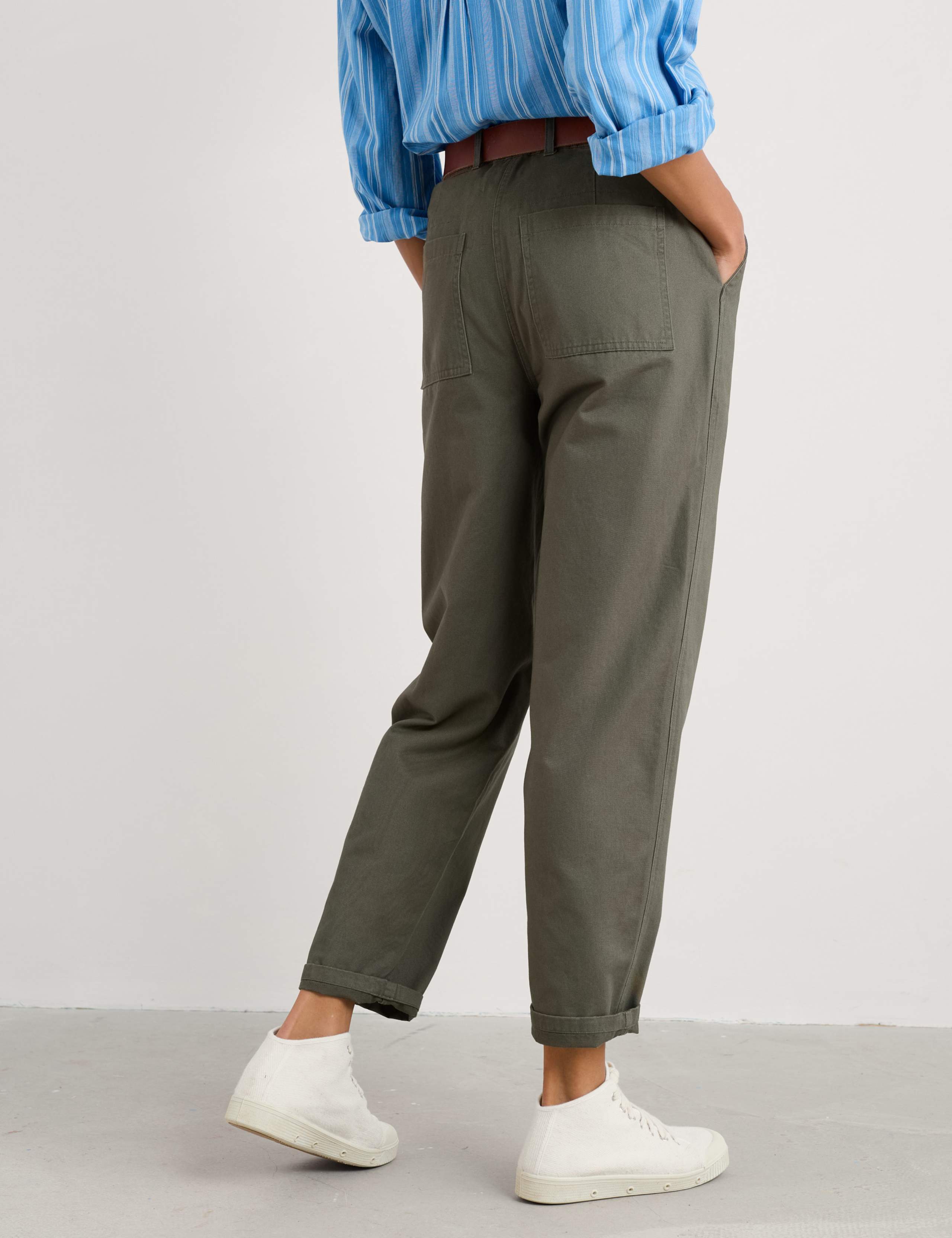 Pure Cotton Tapered Cropped Trousers 4 of 4