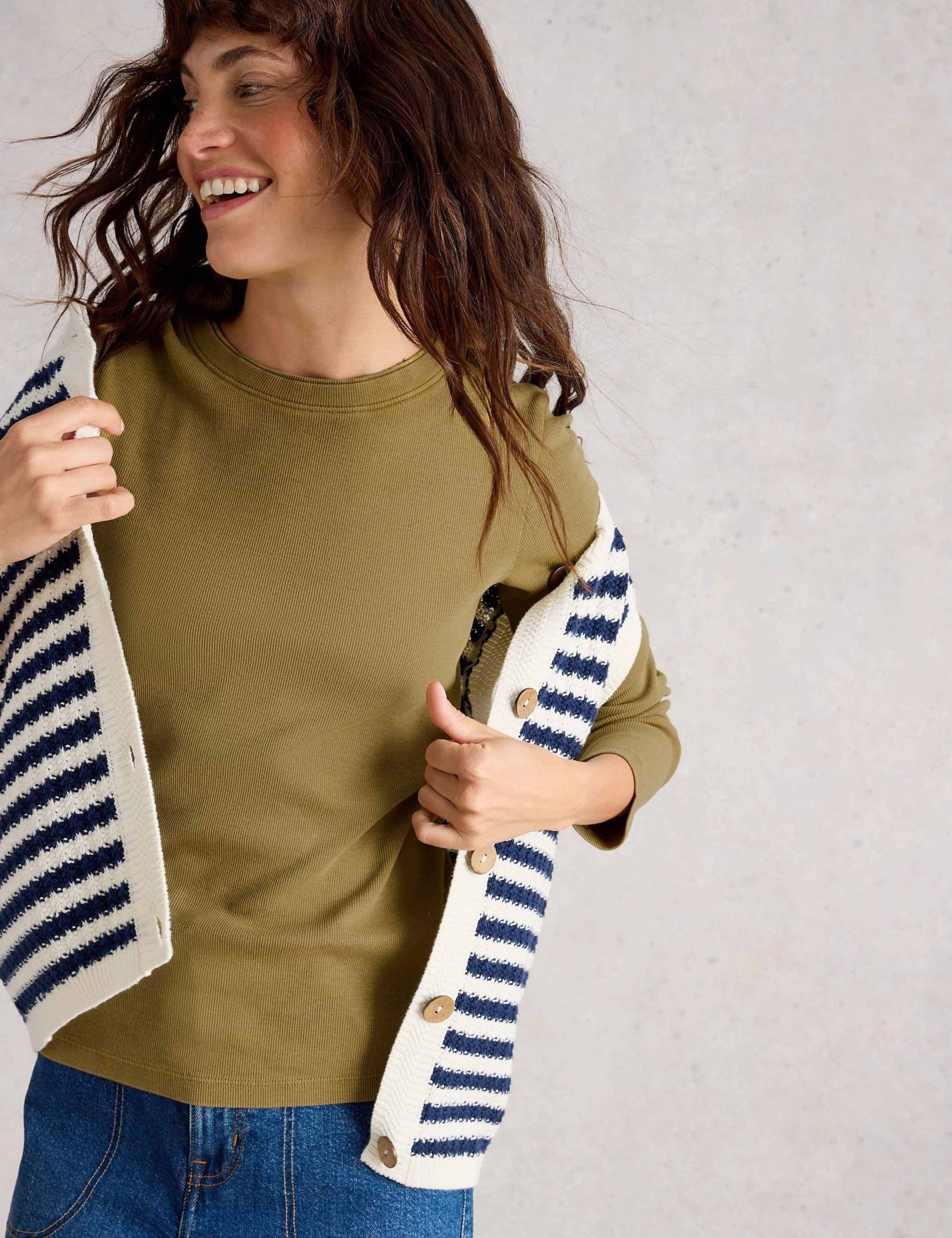 Pure Cotton Ribbed Crew Neck Top 4 of 6