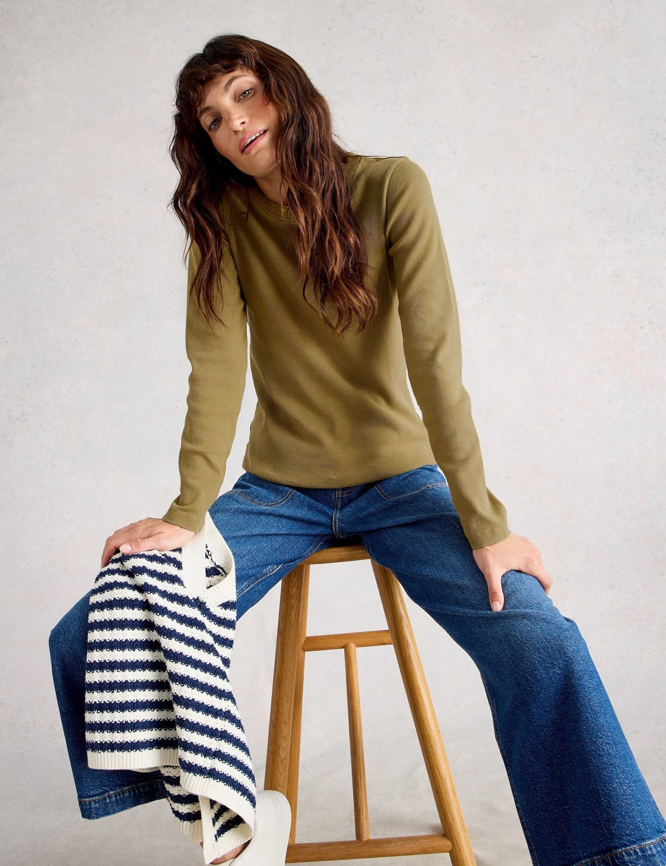 Pure Cotton Ribbed Crew Neck Top 5 of 6