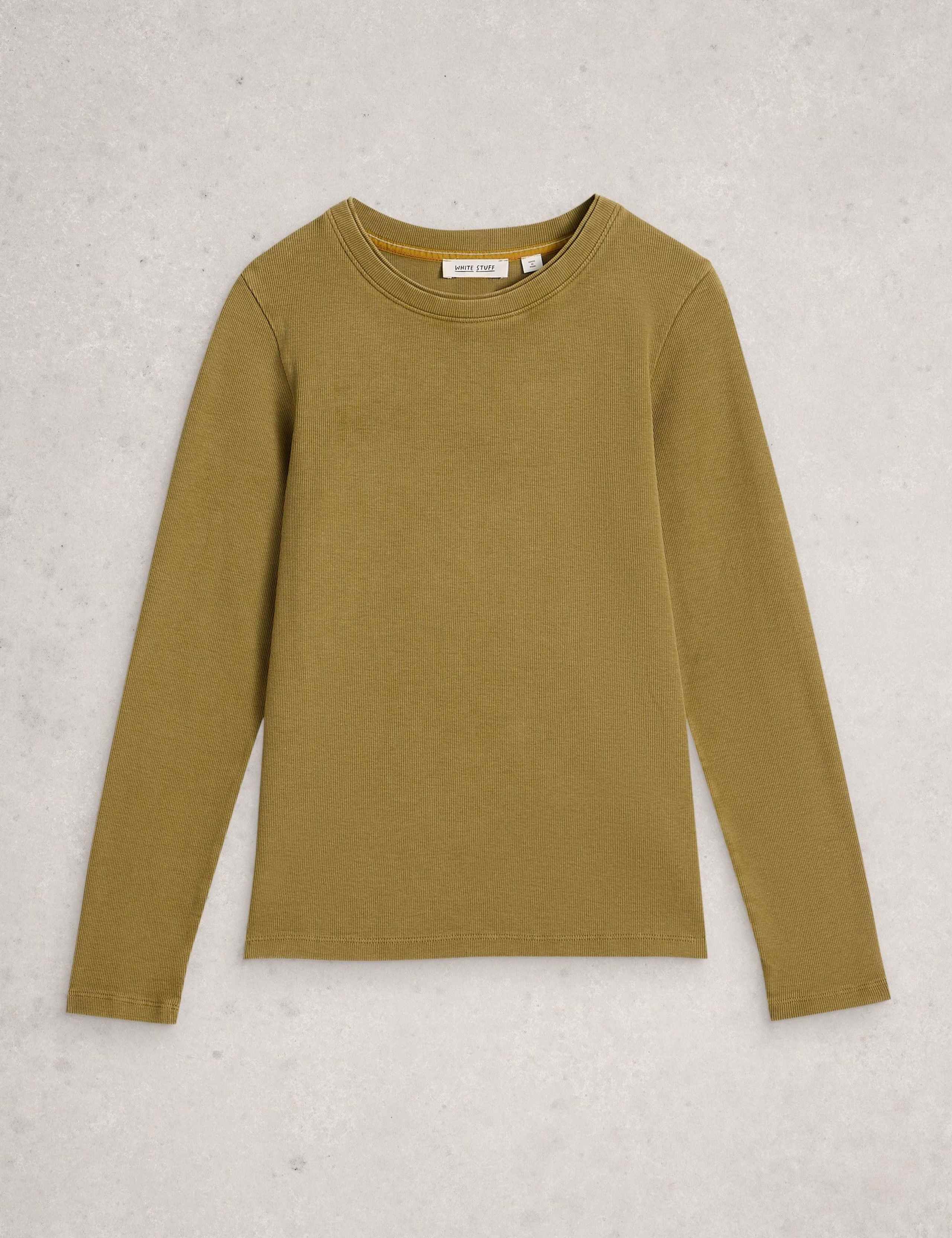Pure Cotton Ribbed Crew Neck Top 2 of 6