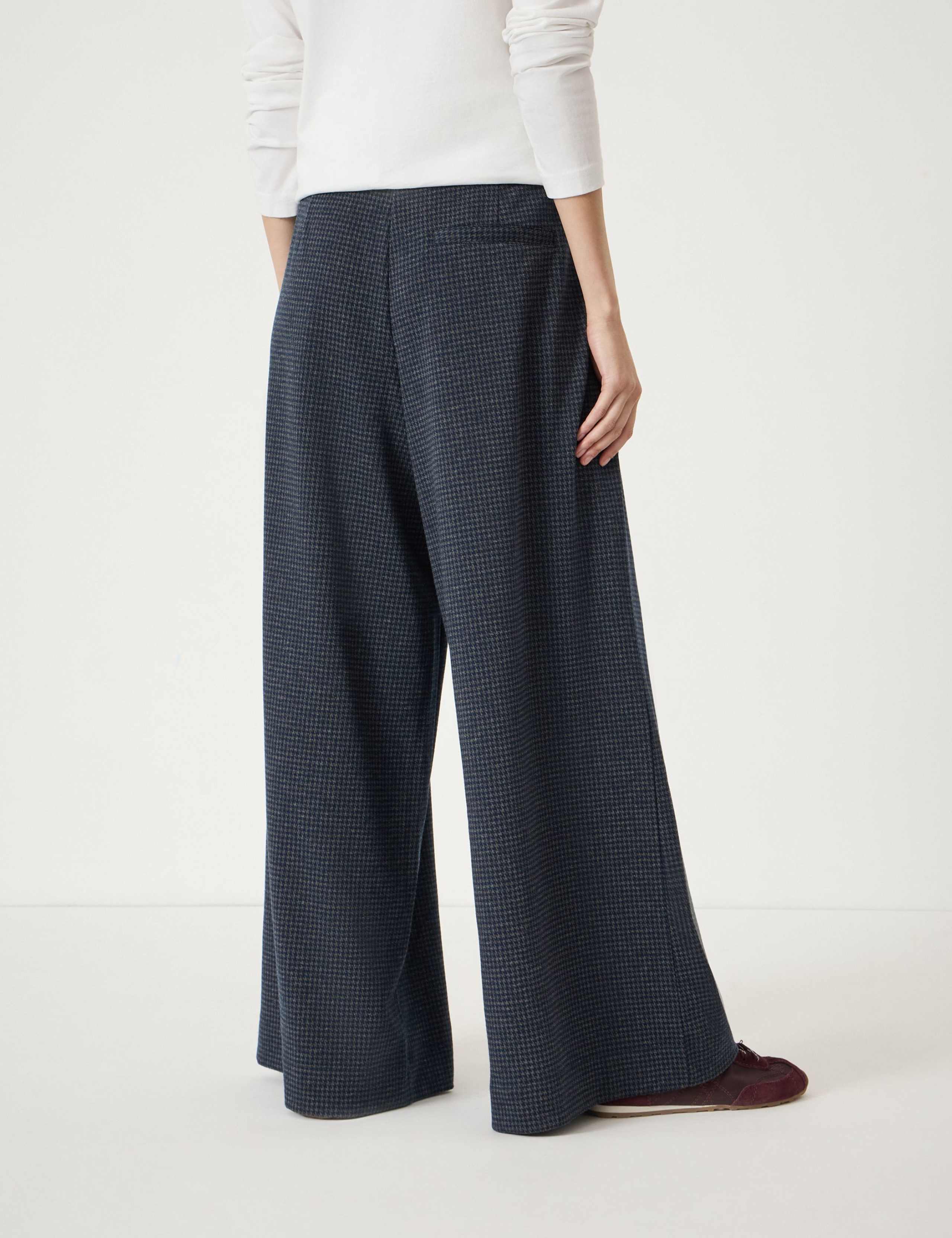 Jersey Check Wide Leg Drawstring Trousers 4 of 5