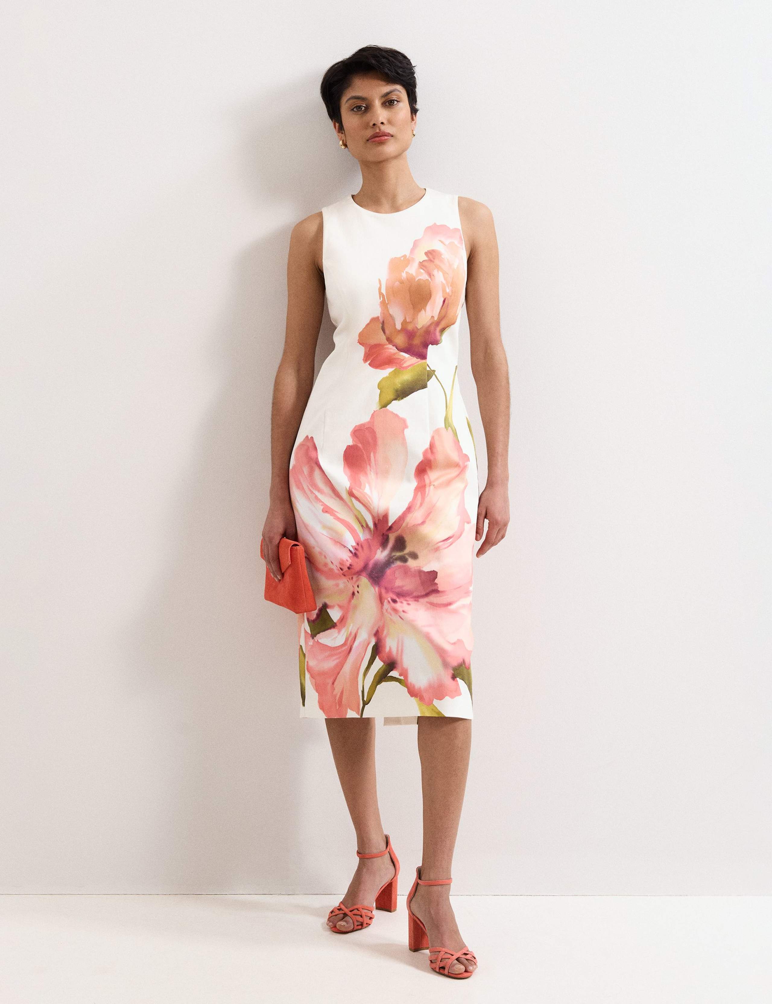 Cotton Rich Floral Midi Column Dress 1 of 7