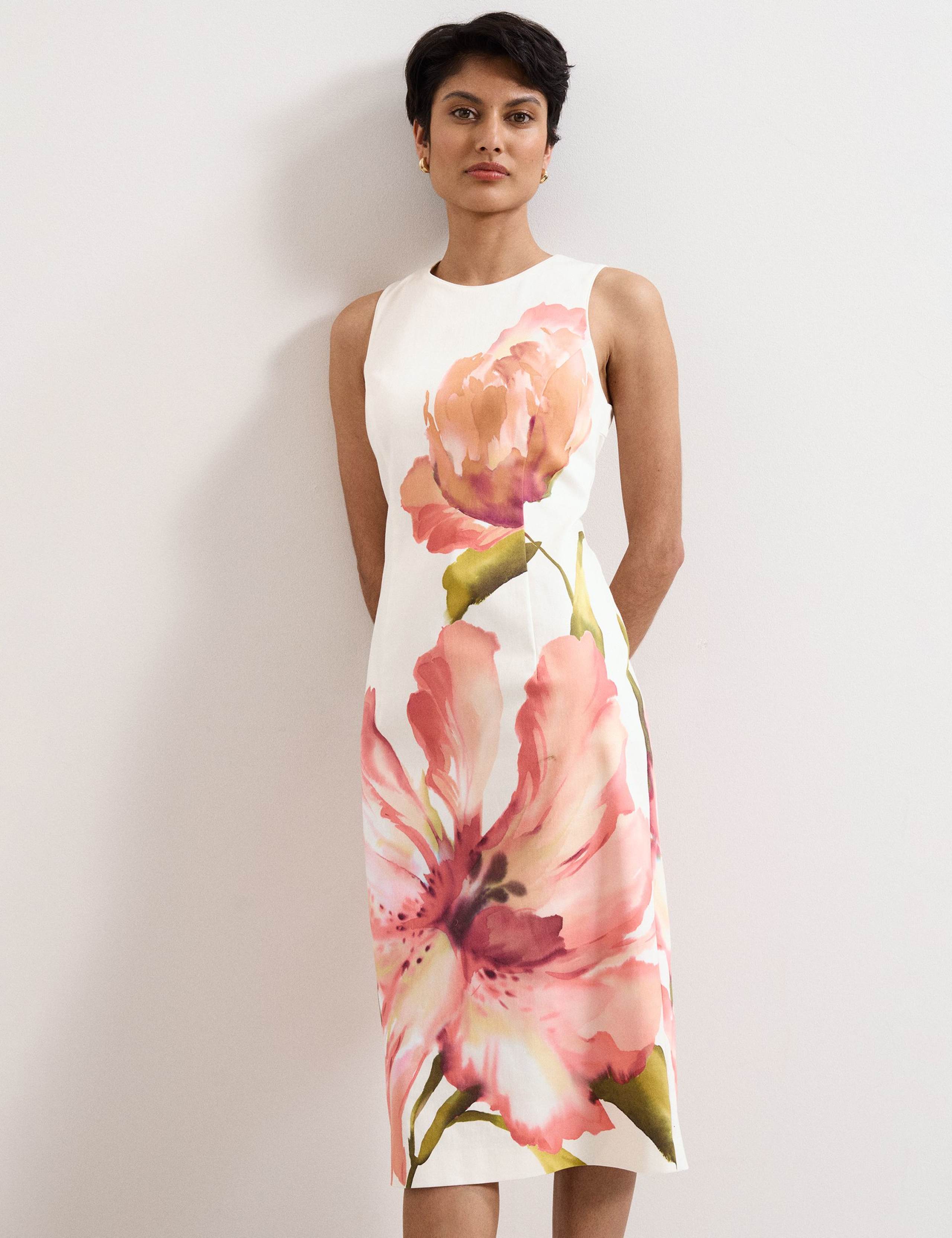 Cotton Rich Floral Midi Column Dress 4 of 7