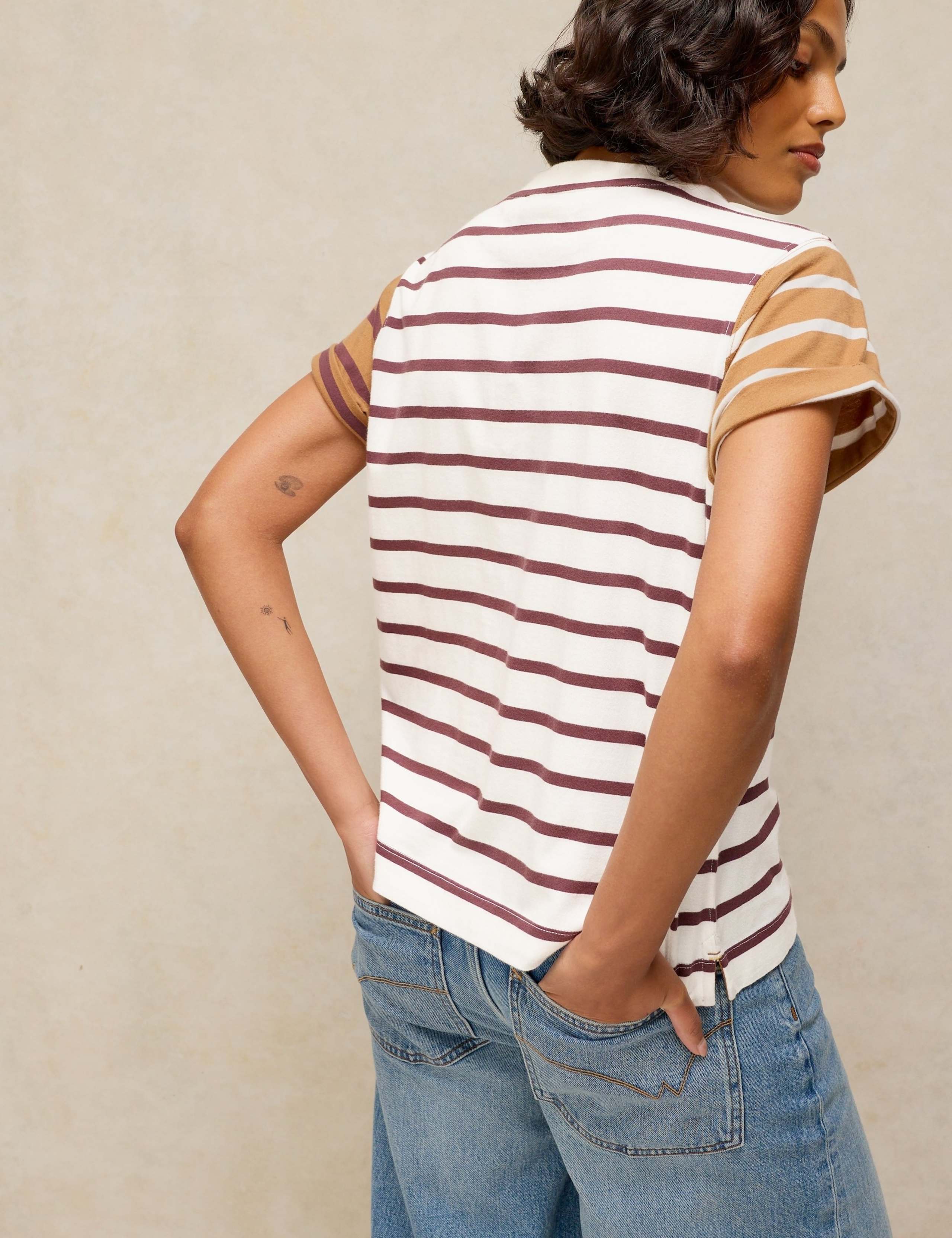 Pure Cotton Striped Crew Neck T-Shirt 4 of 6