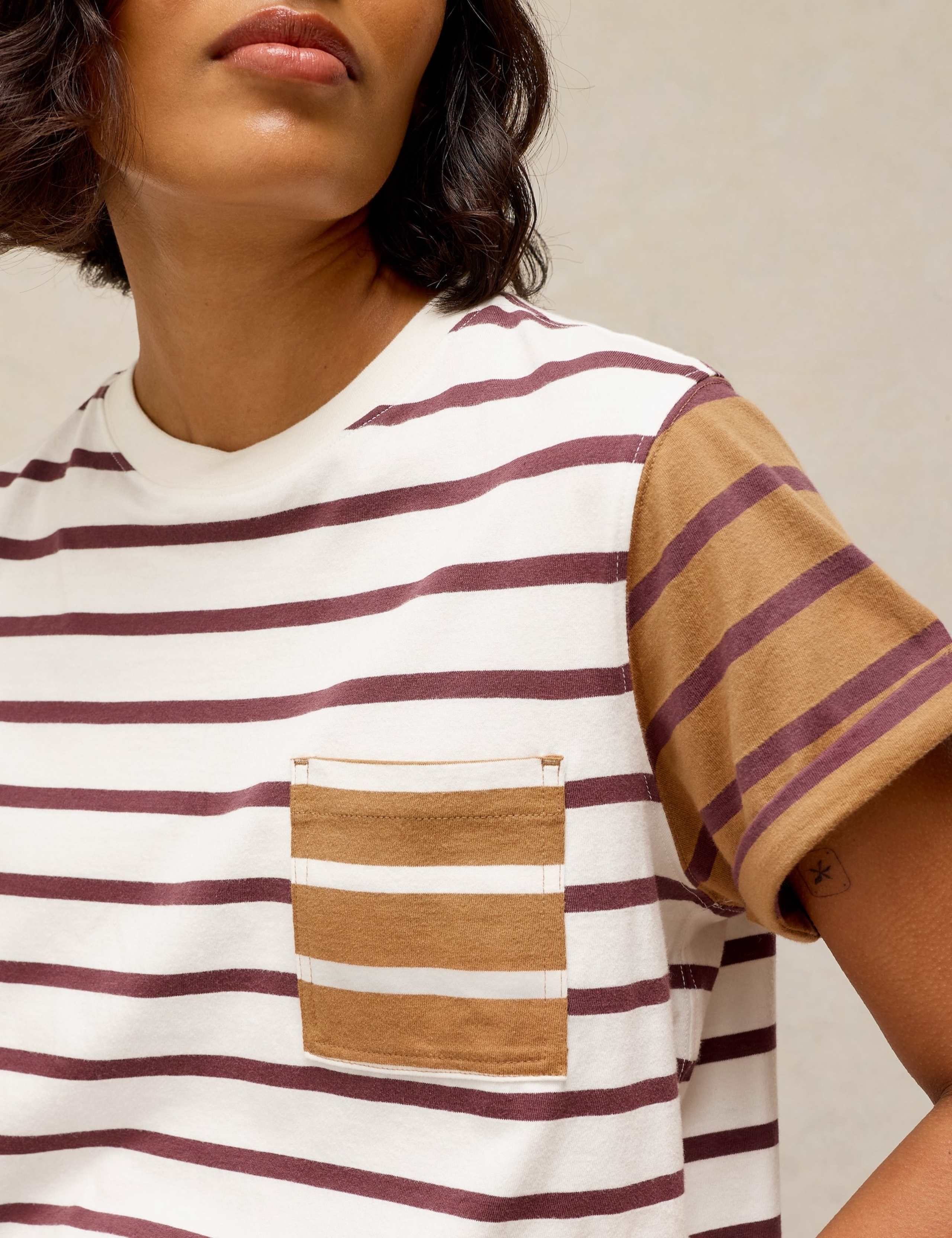 Pure Cotton Striped Crew Neck T-Shirt 5 of 6