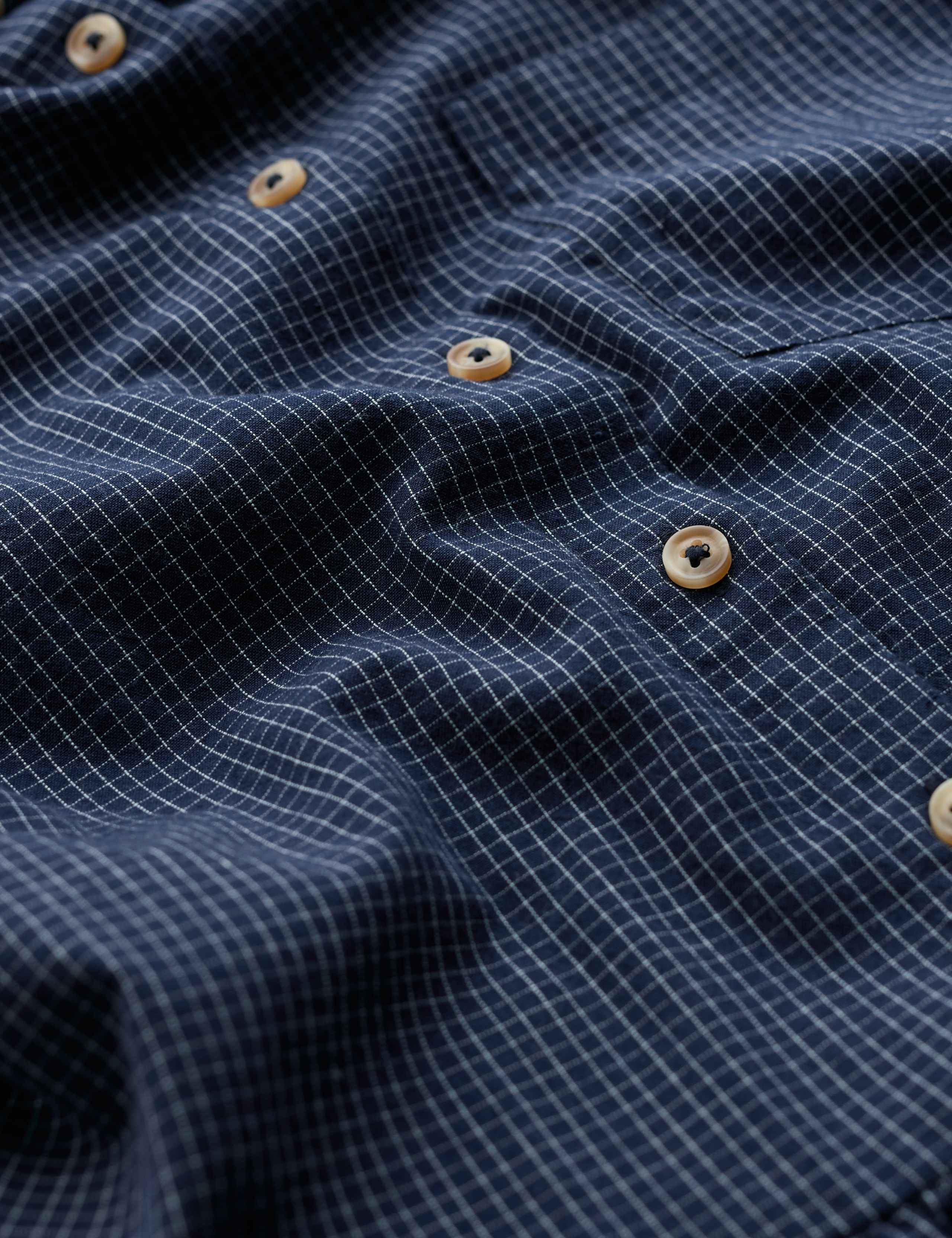 Pure Cotton Checked Midi Waisted Dress 6 of 6