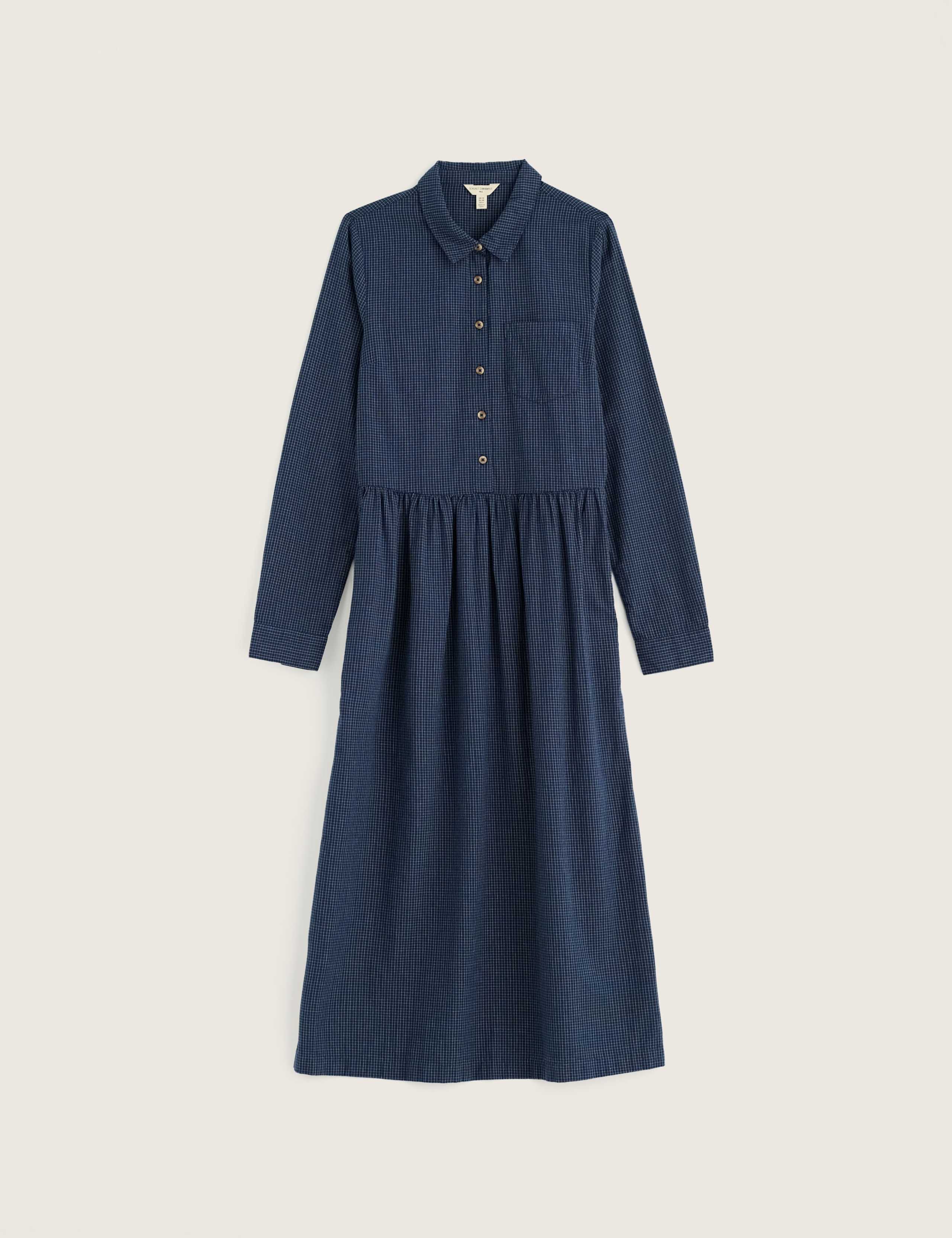 Pure Cotton Checked Midi Waisted Dress 2 of 6