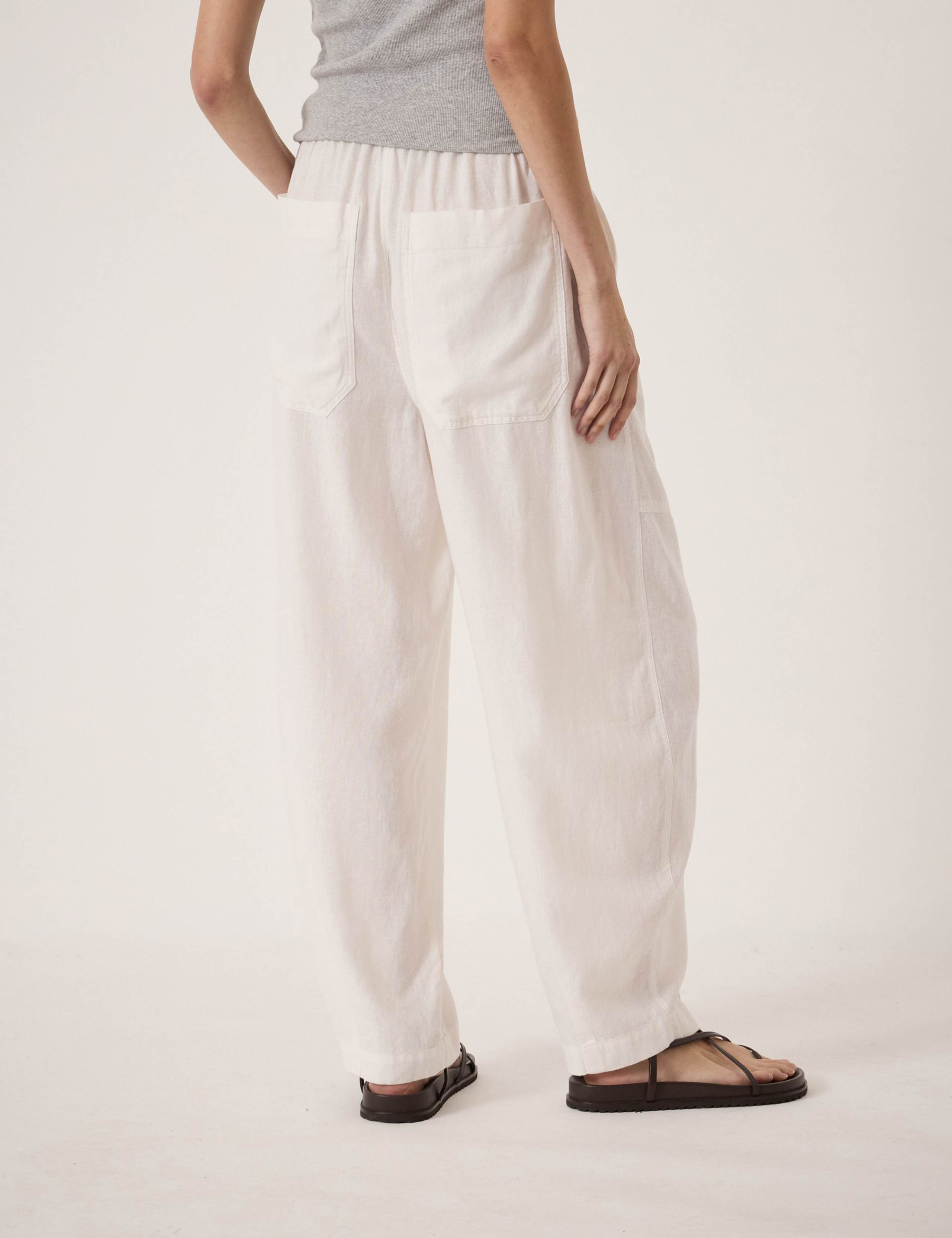 Linen Blend Barrel Leg Trousers 4 of 5