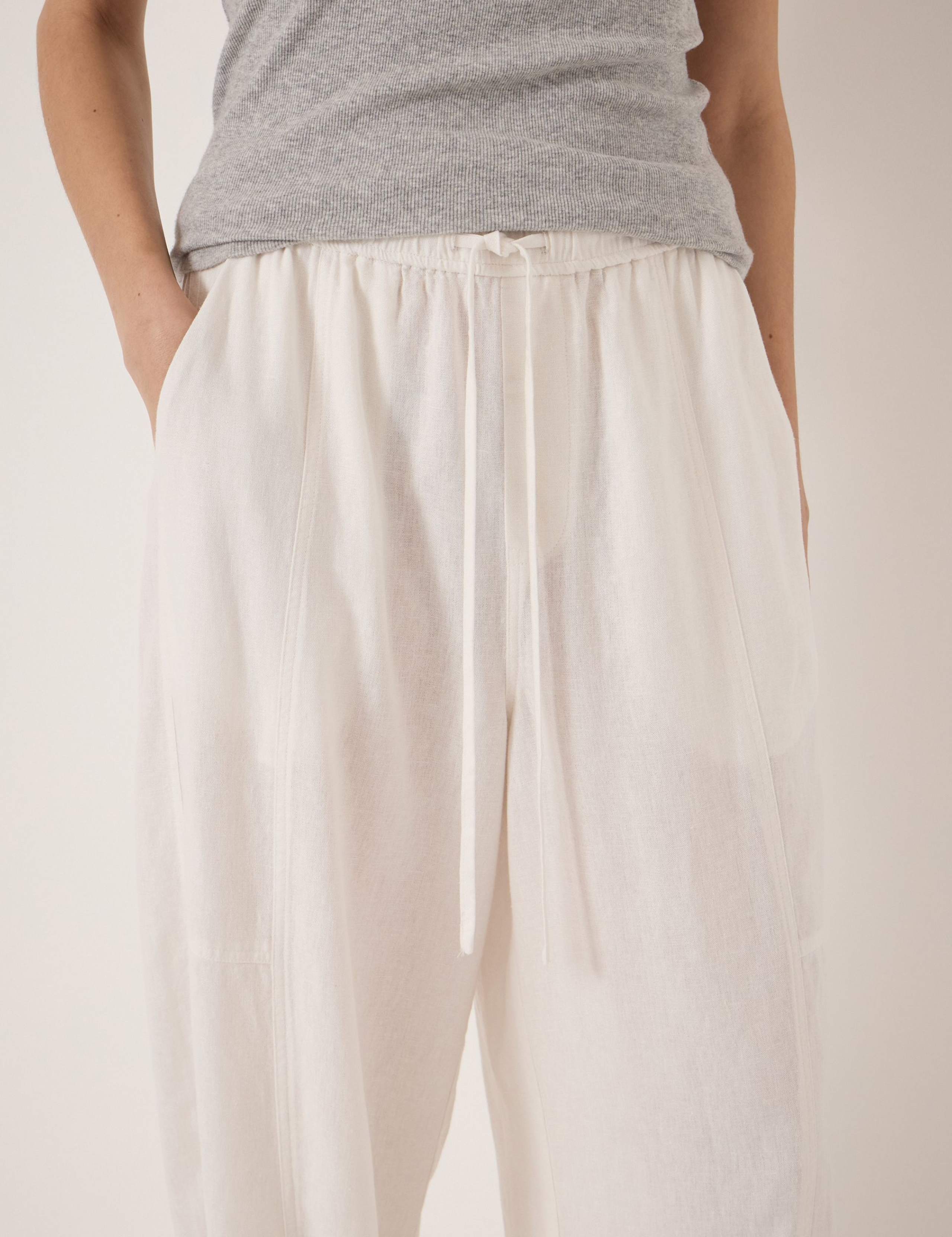 Linen Blend Barrel Leg Trousers 5 of 5