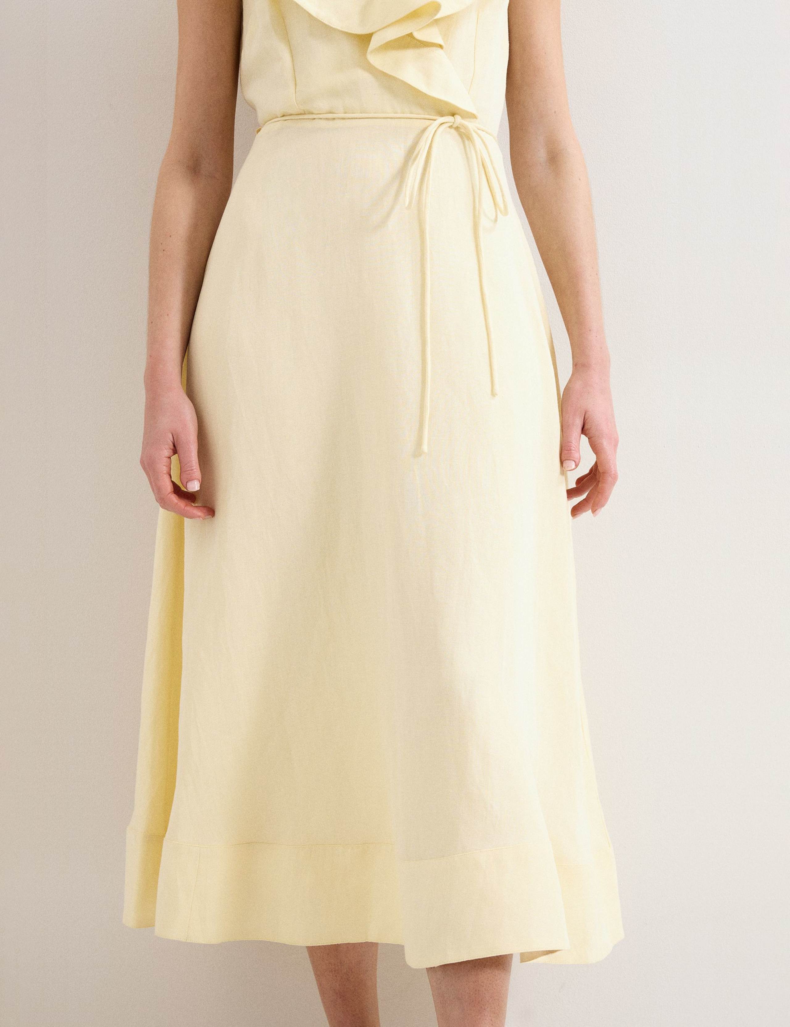 Linen Rich V-Neck Midi Waisted Dress 5 of 6