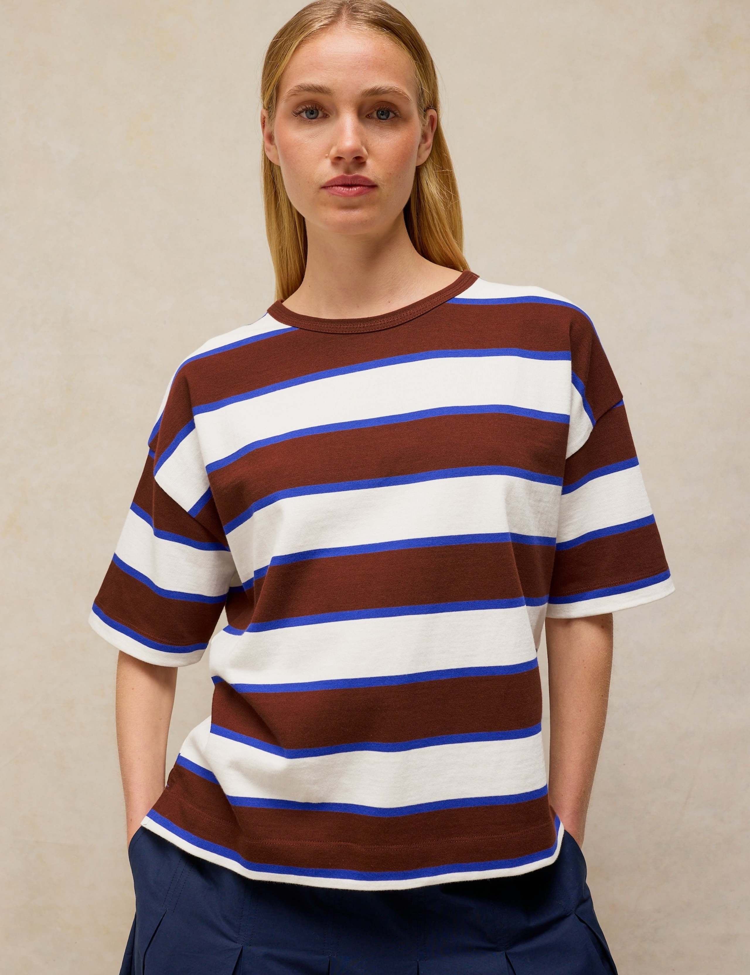 Pure Cotton Striped Midweight T-Shirt 1 of 6