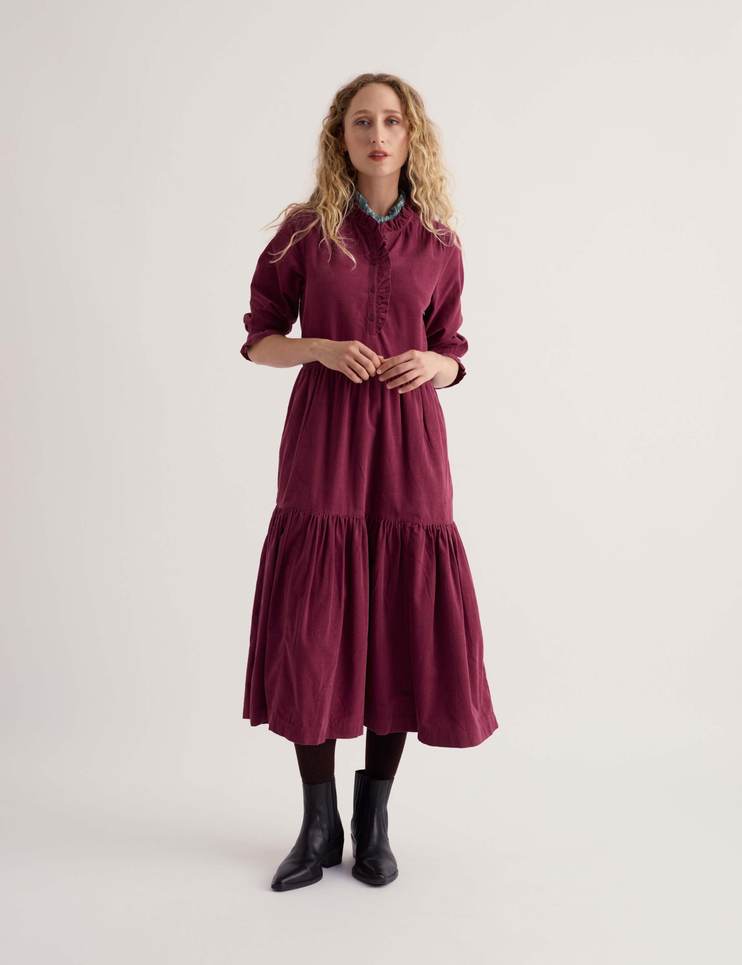 Cotton Rich Cord Midi Waisted Dress 1 of 5