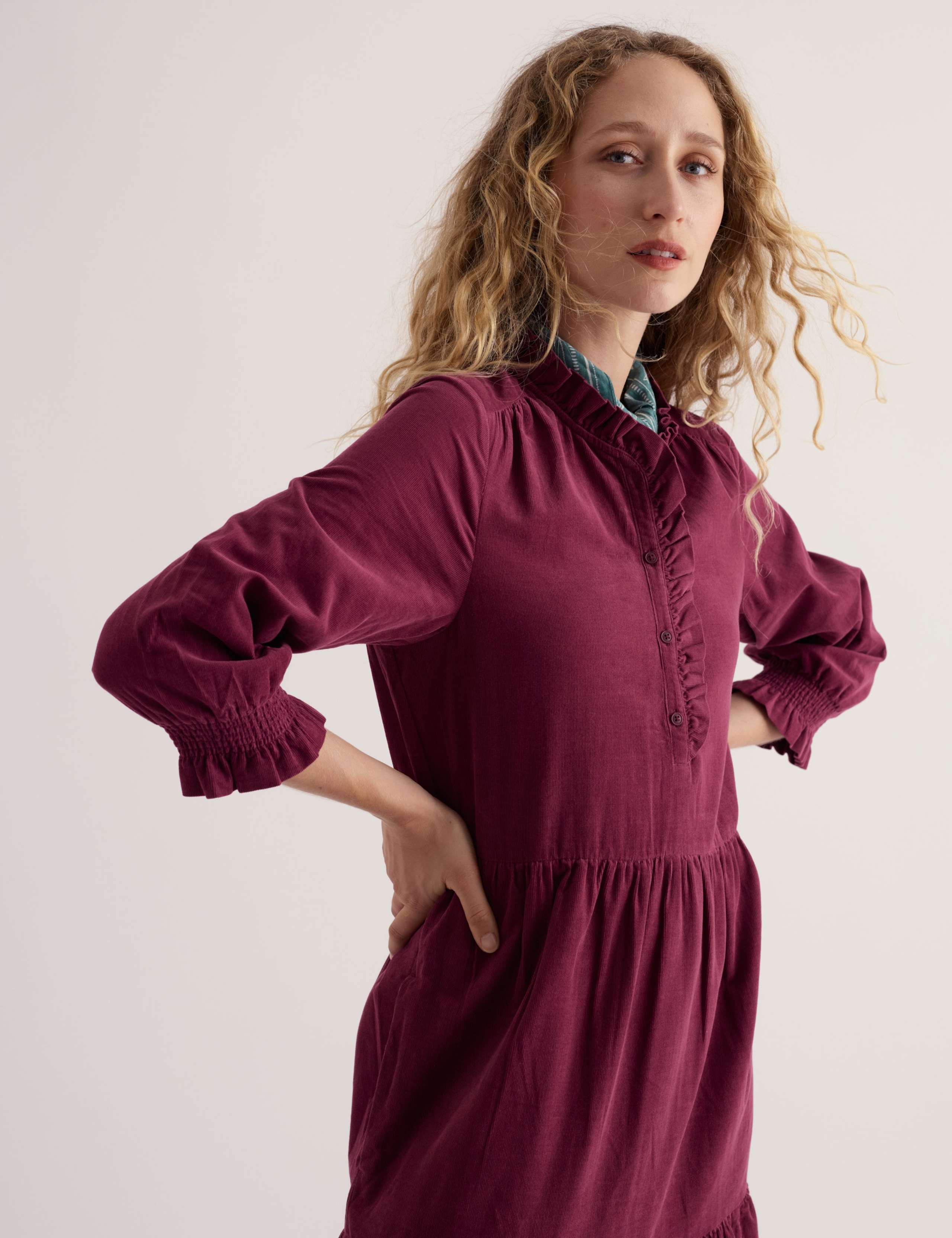 Cotton Rich Cord Midi Waisted Dress 3 of 5