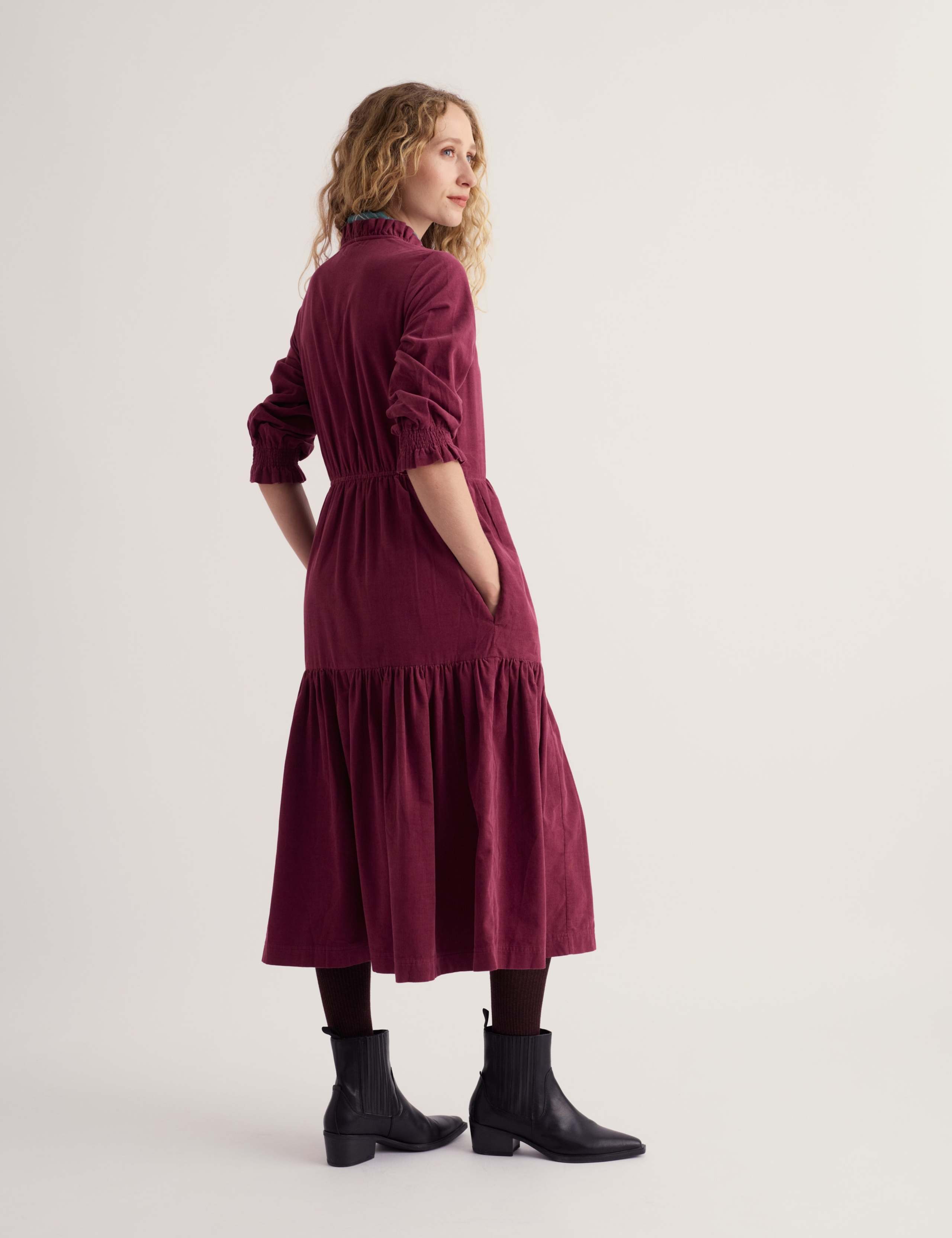 Cotton Rich Cord Midi Waisted Dress 4 of 5