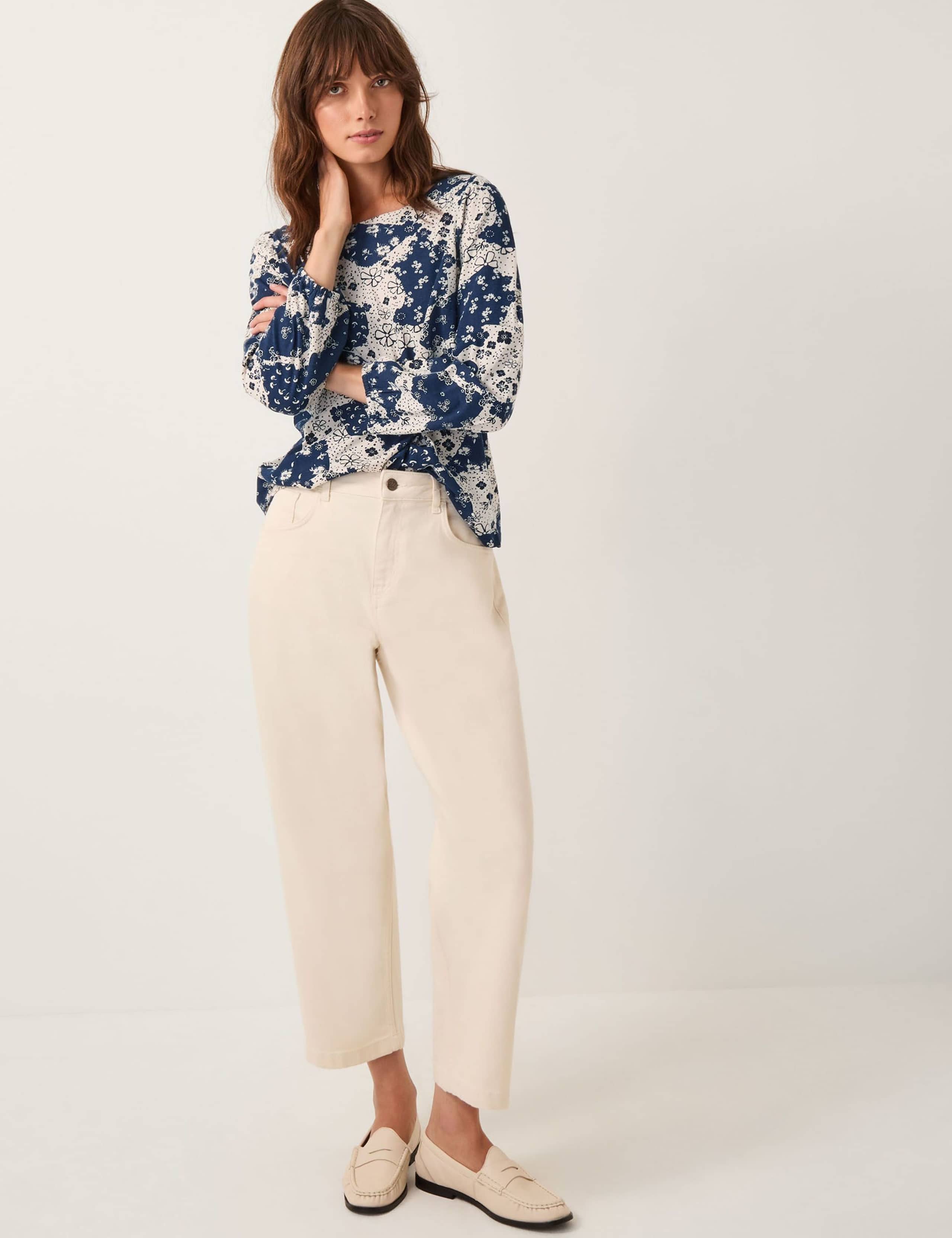 Cotton Rich Jersey Floral Boat Neck Top 2 of 4