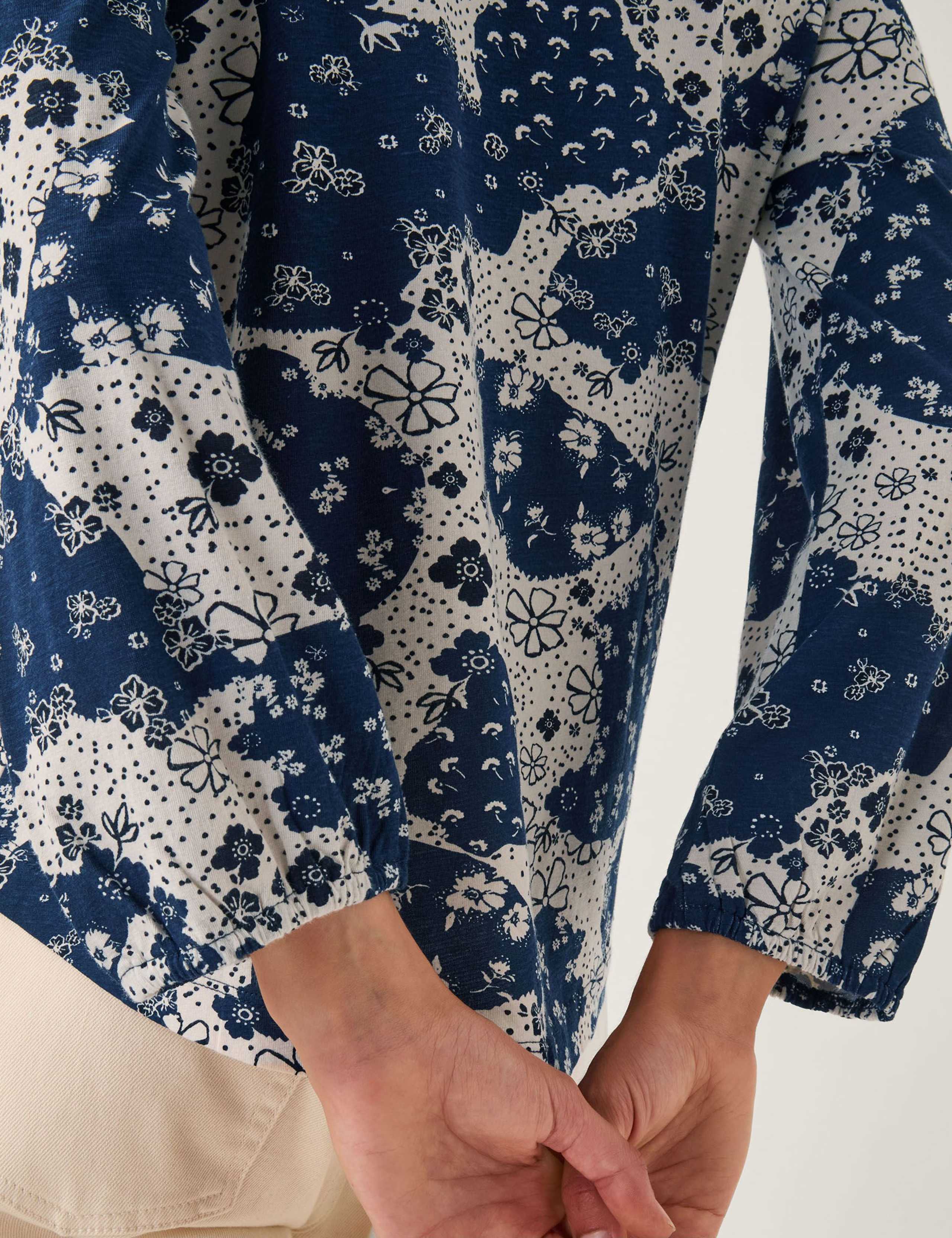 Cotton Rich Jersey Floral Boat Neck Top 4 of 4