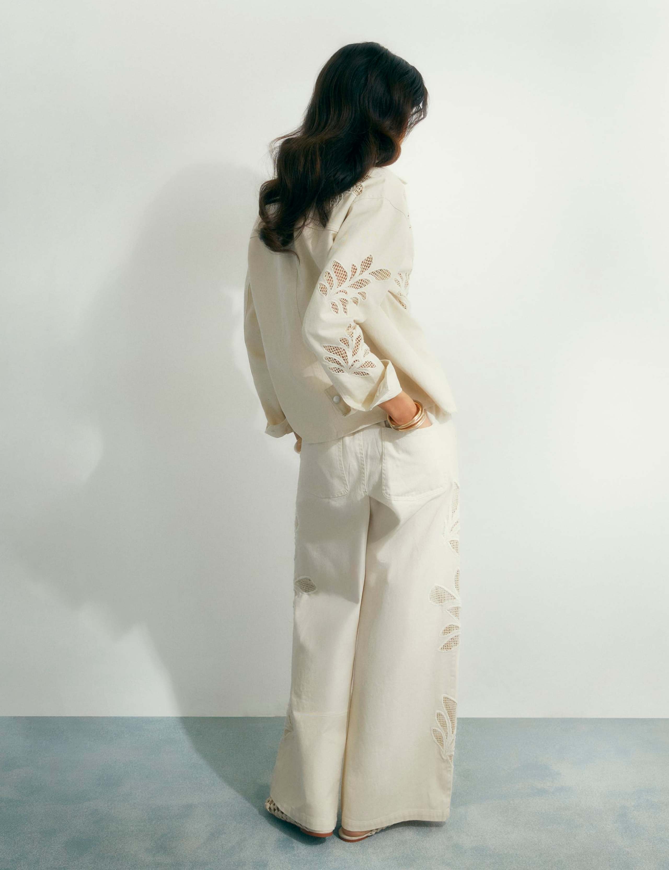 High Waisted Embroidered Wide Leg Jeans 3 of 4
