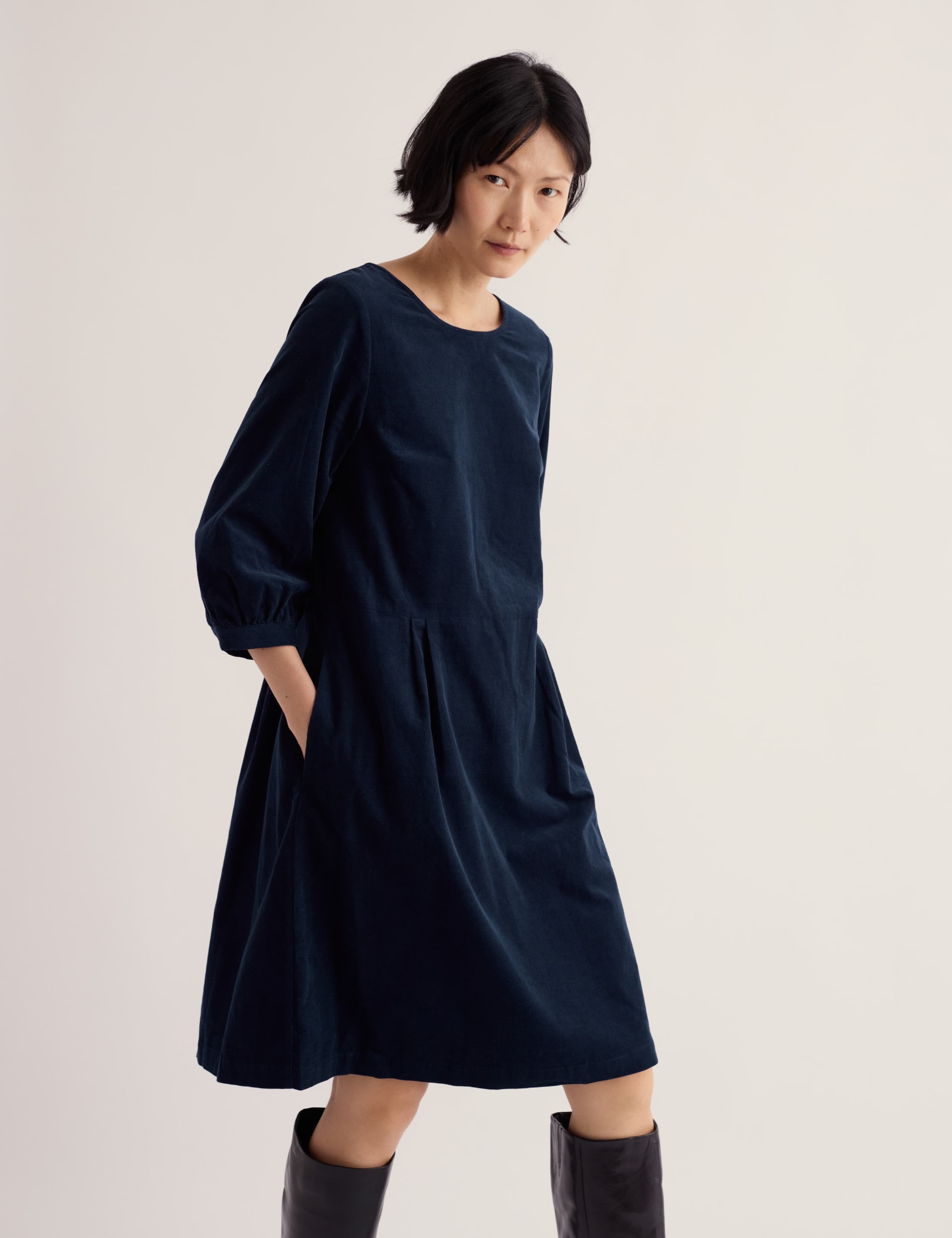 Pure Cotton Cord Knee Length Dress 4 of 5