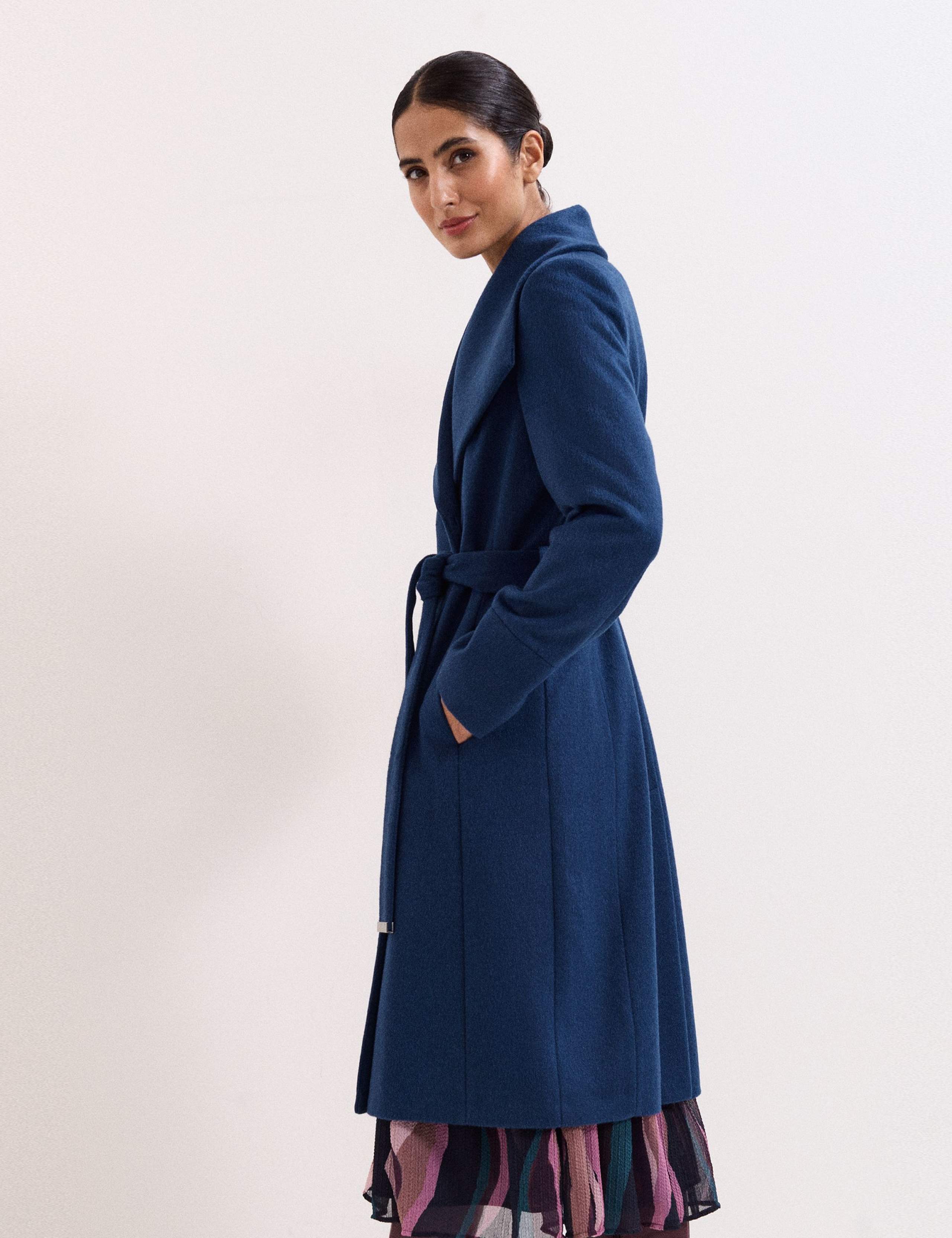 Wool Rich Belted Collared Longline Wrap Coat 5 of 9