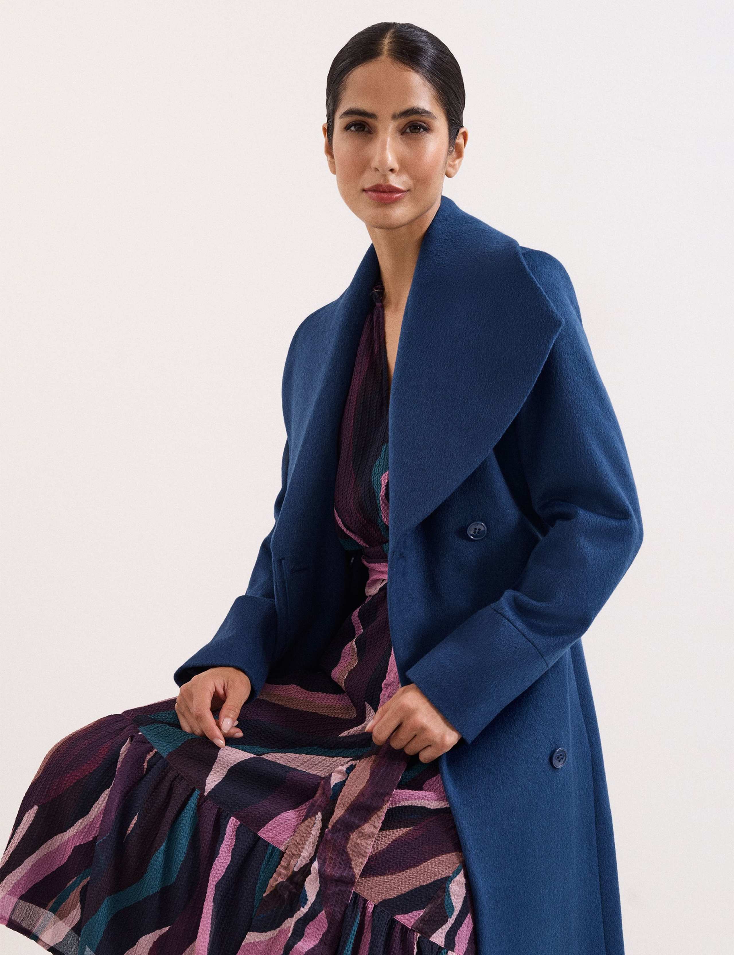 Wool Rich Belted Collared Longline Wrap Coat 7 of 9