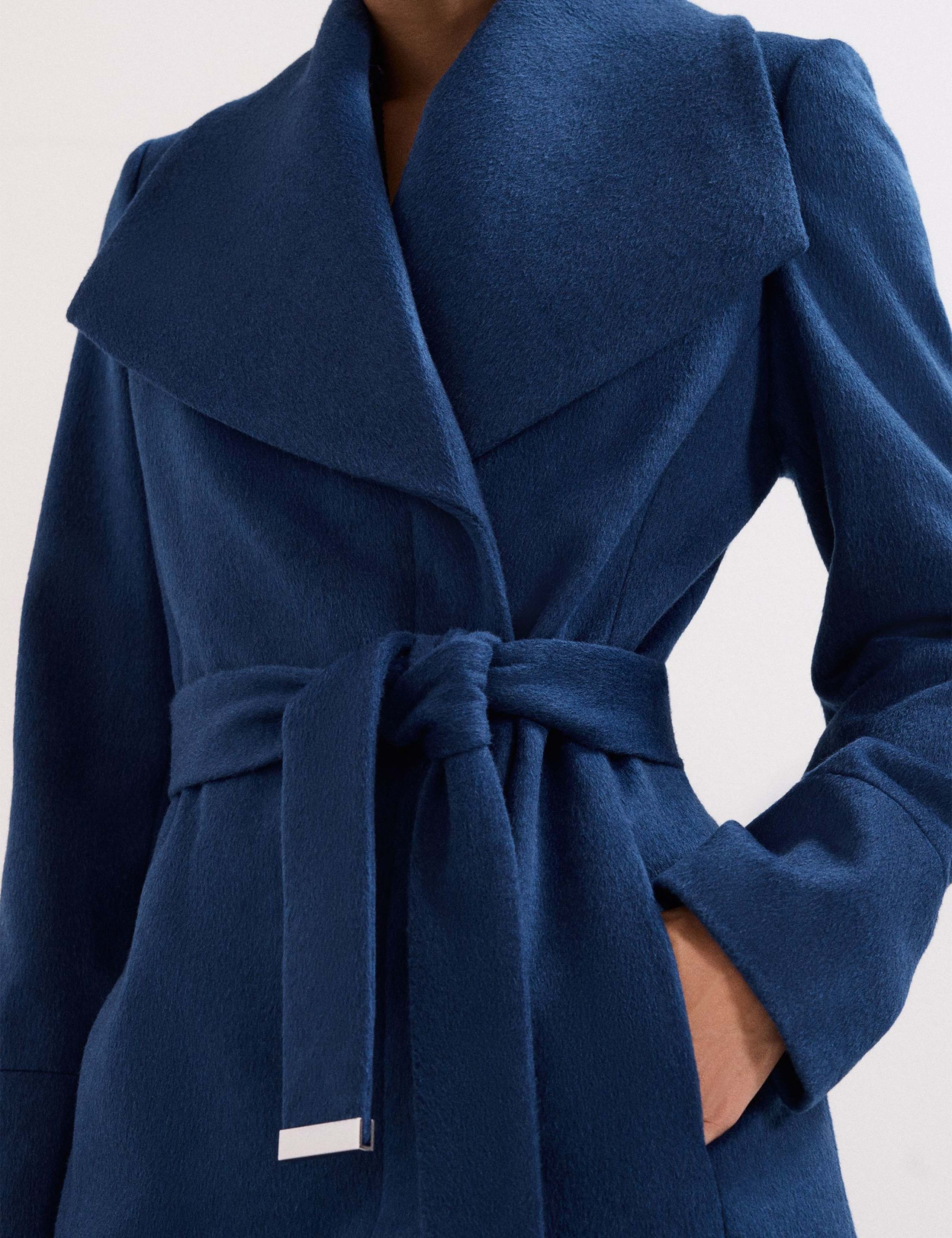 Wool Rich Belted Collared Longline Wrap Coat 8 of 9