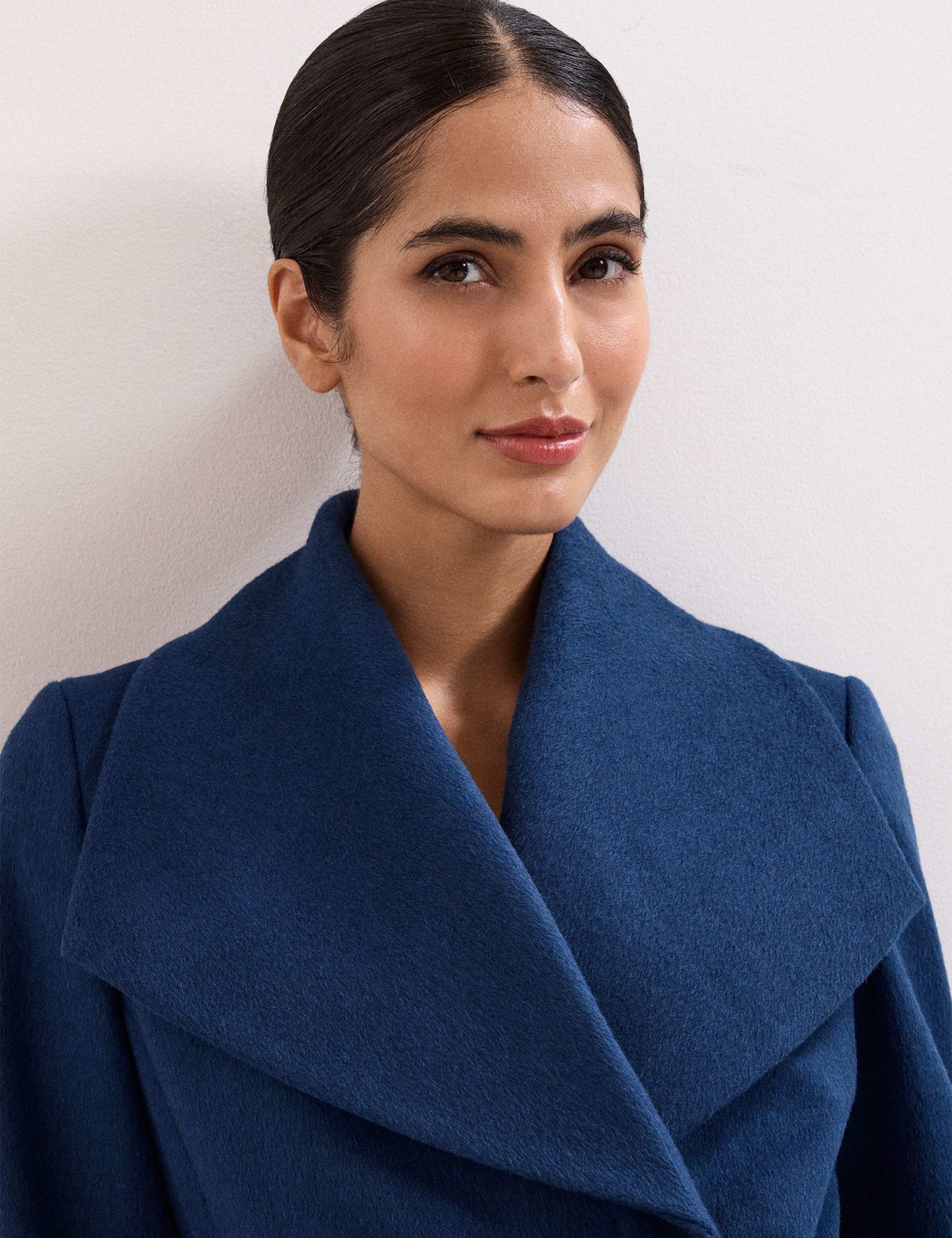 Wool Rich Belted Collared Longline Wrap Coat 9 of 9