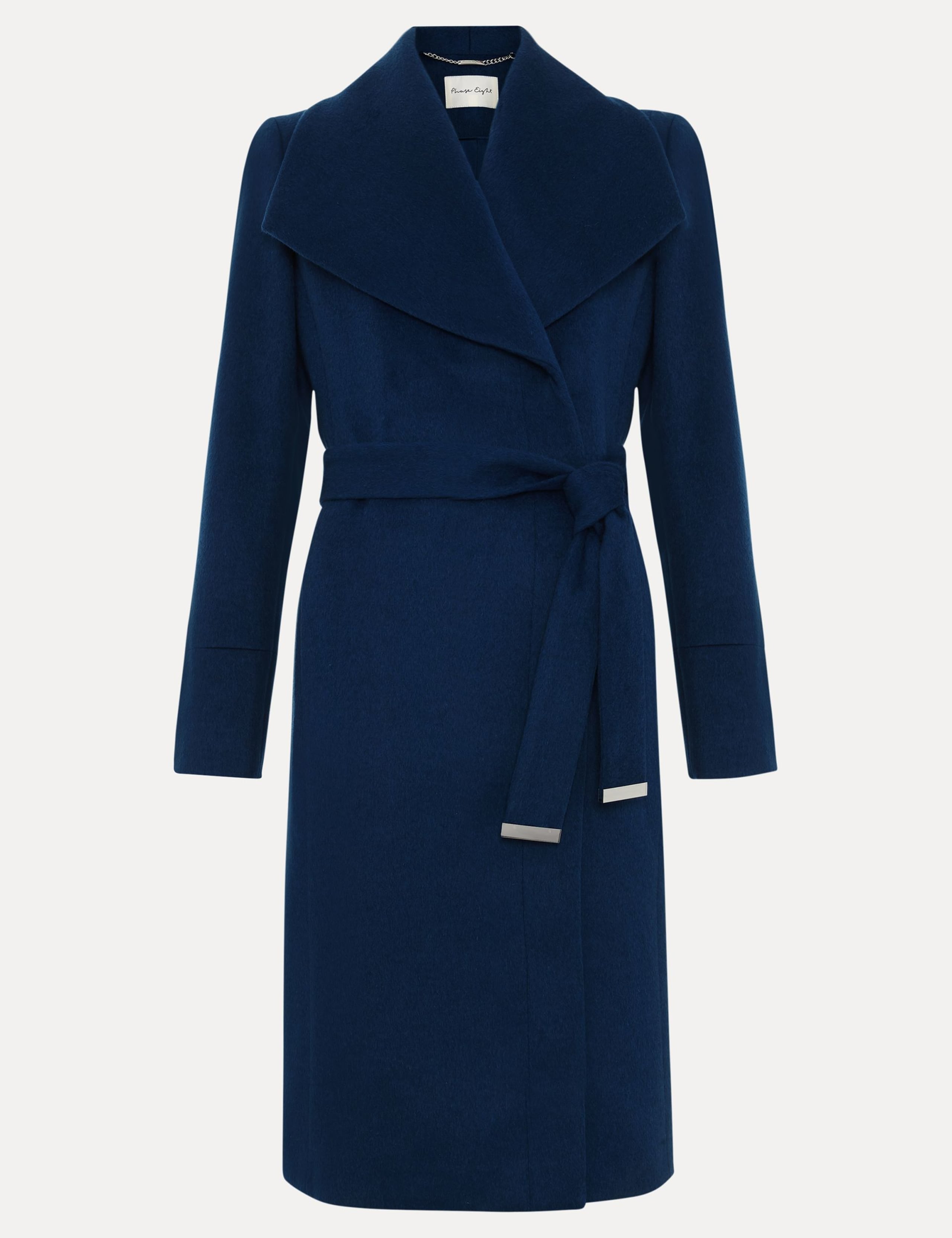 Wool Rich Belted Collared Longline Wrap Coat 2 of 9