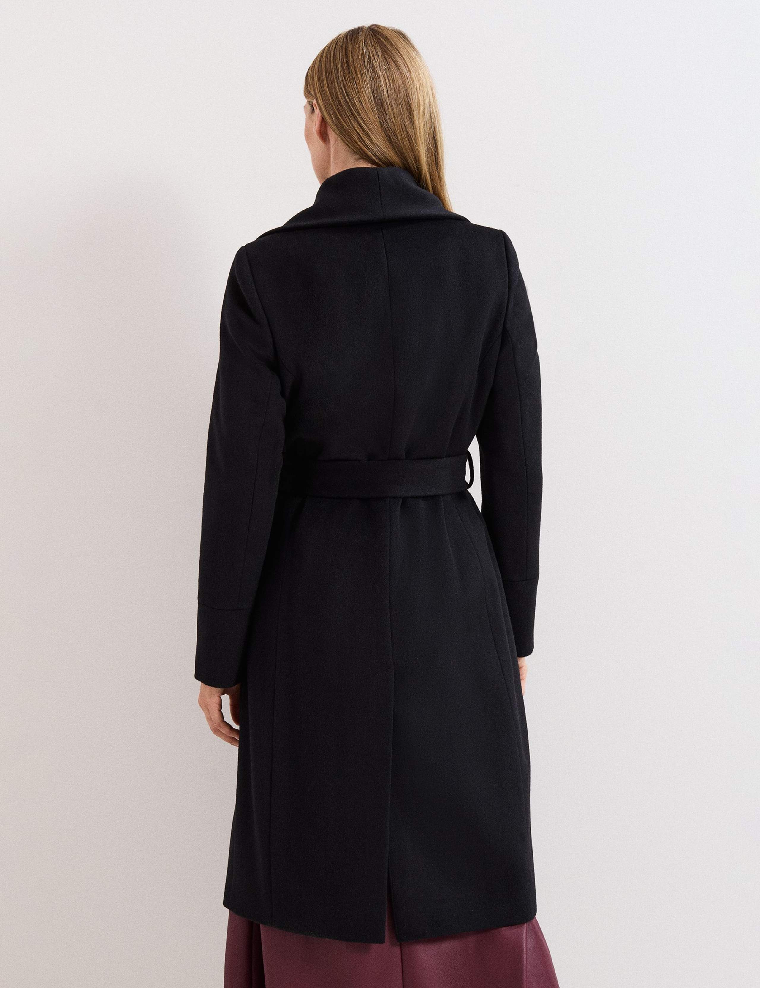 Wool Rich Belted Collared Longline Wrap Coat 4 of 7