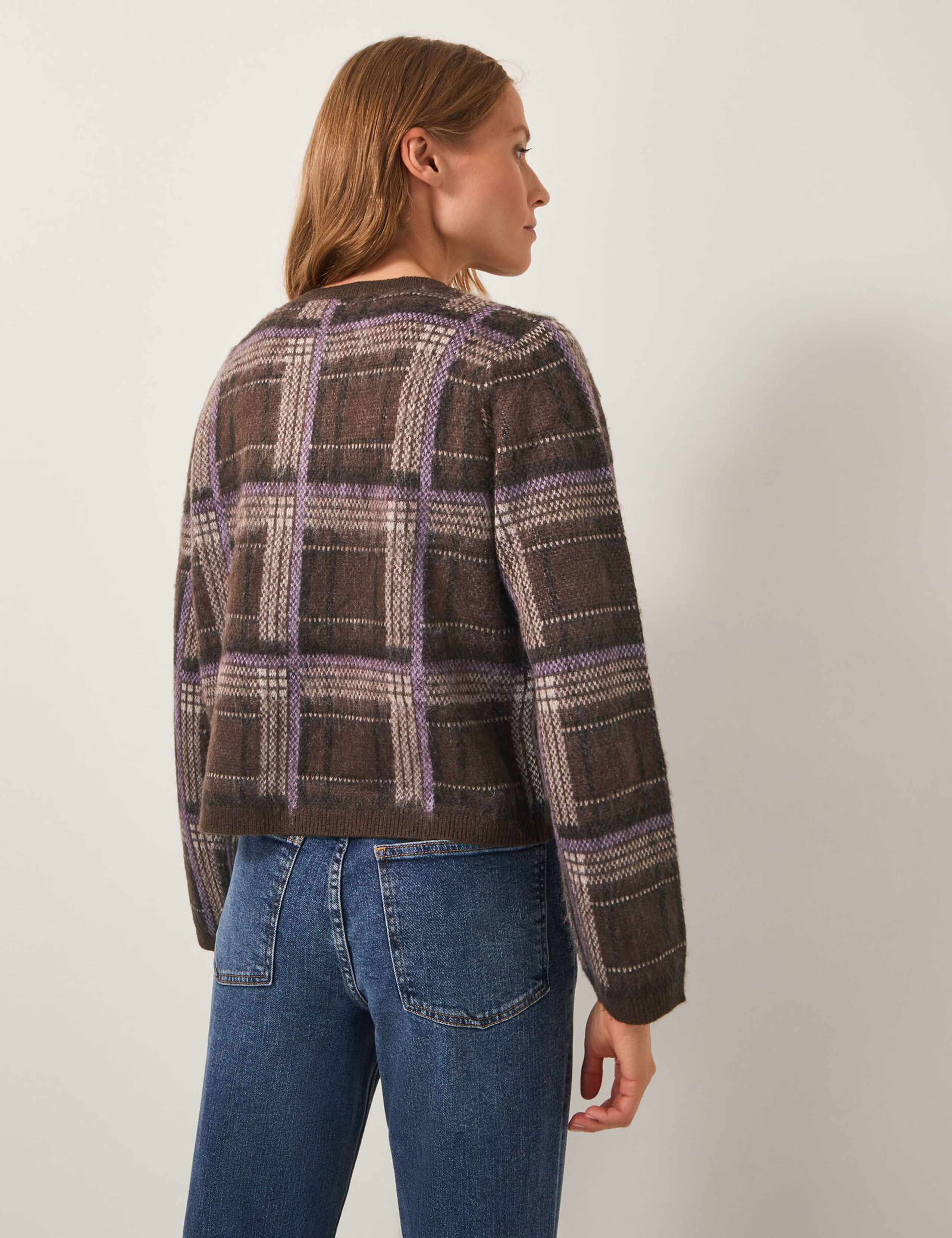Checked Crew Neck Cardigan 4 of 5