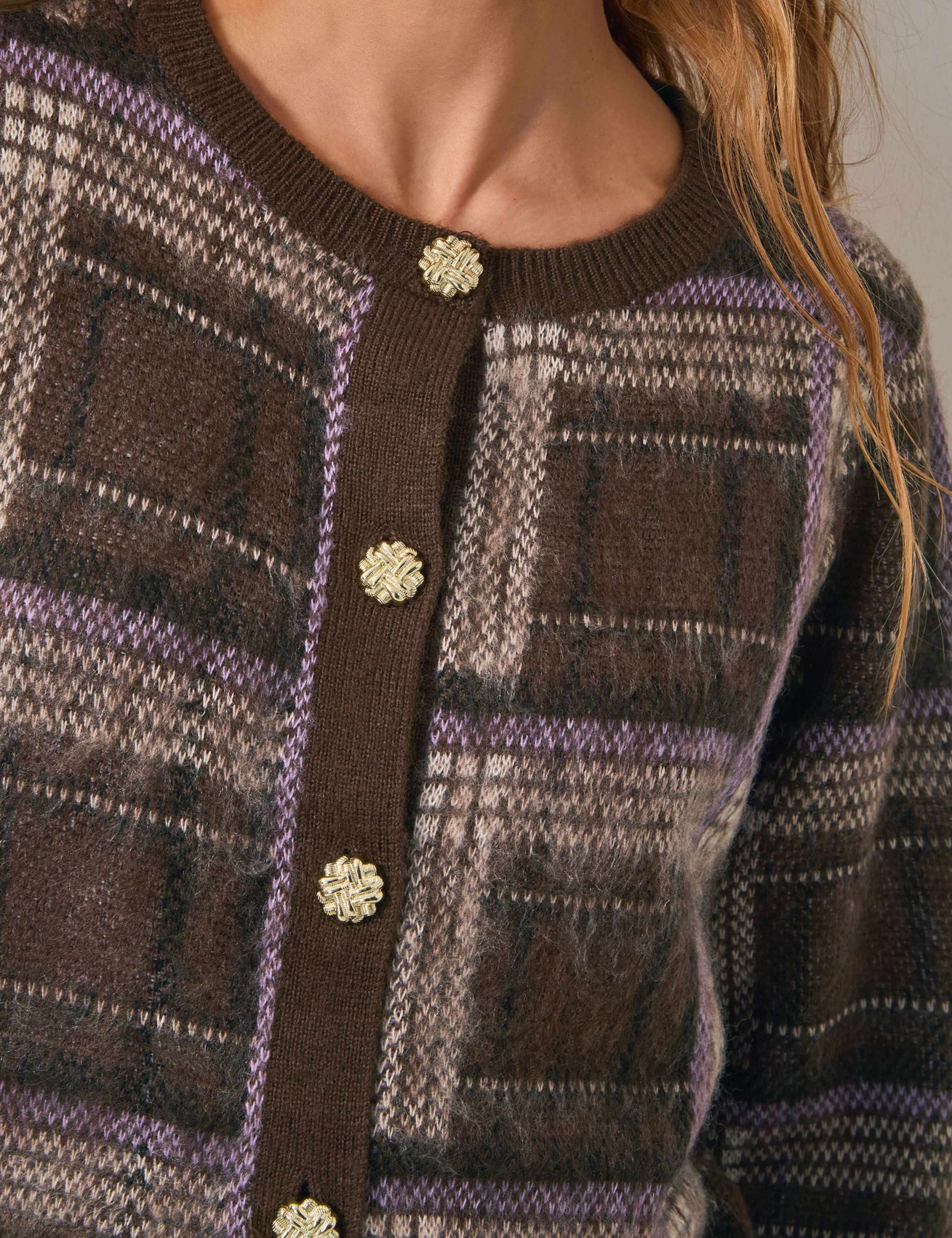 Checked Crew Neck Cardigan 5 of 5