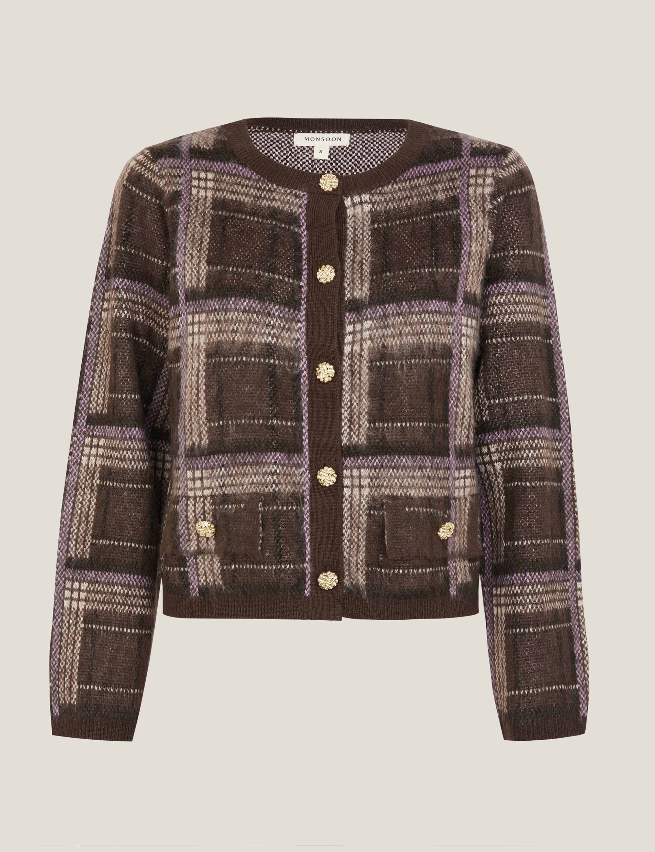 Checked Crew Neck Cardigan 2 of 5