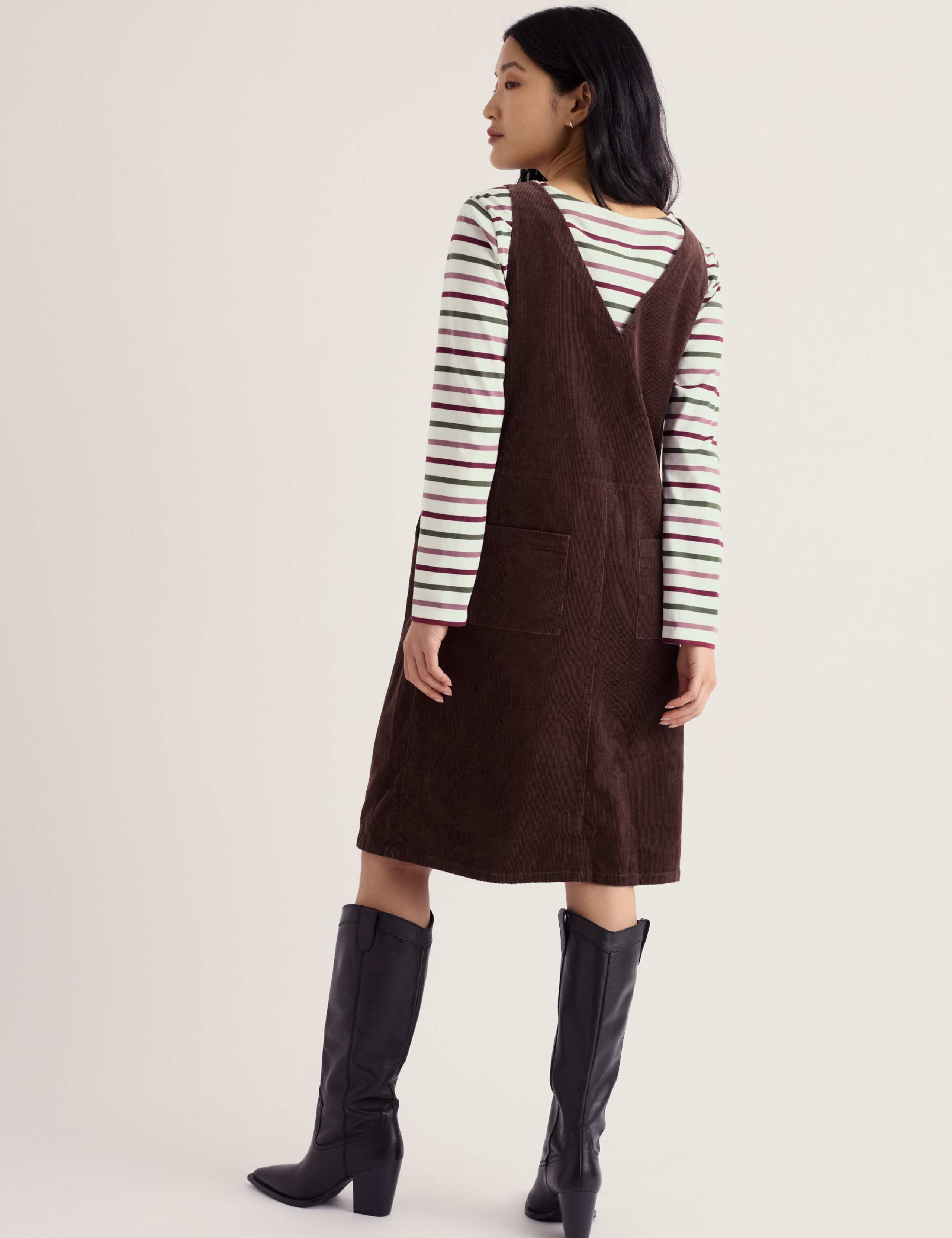 Pure Cotton Cord Knee Length Shift Dress 4 of 5