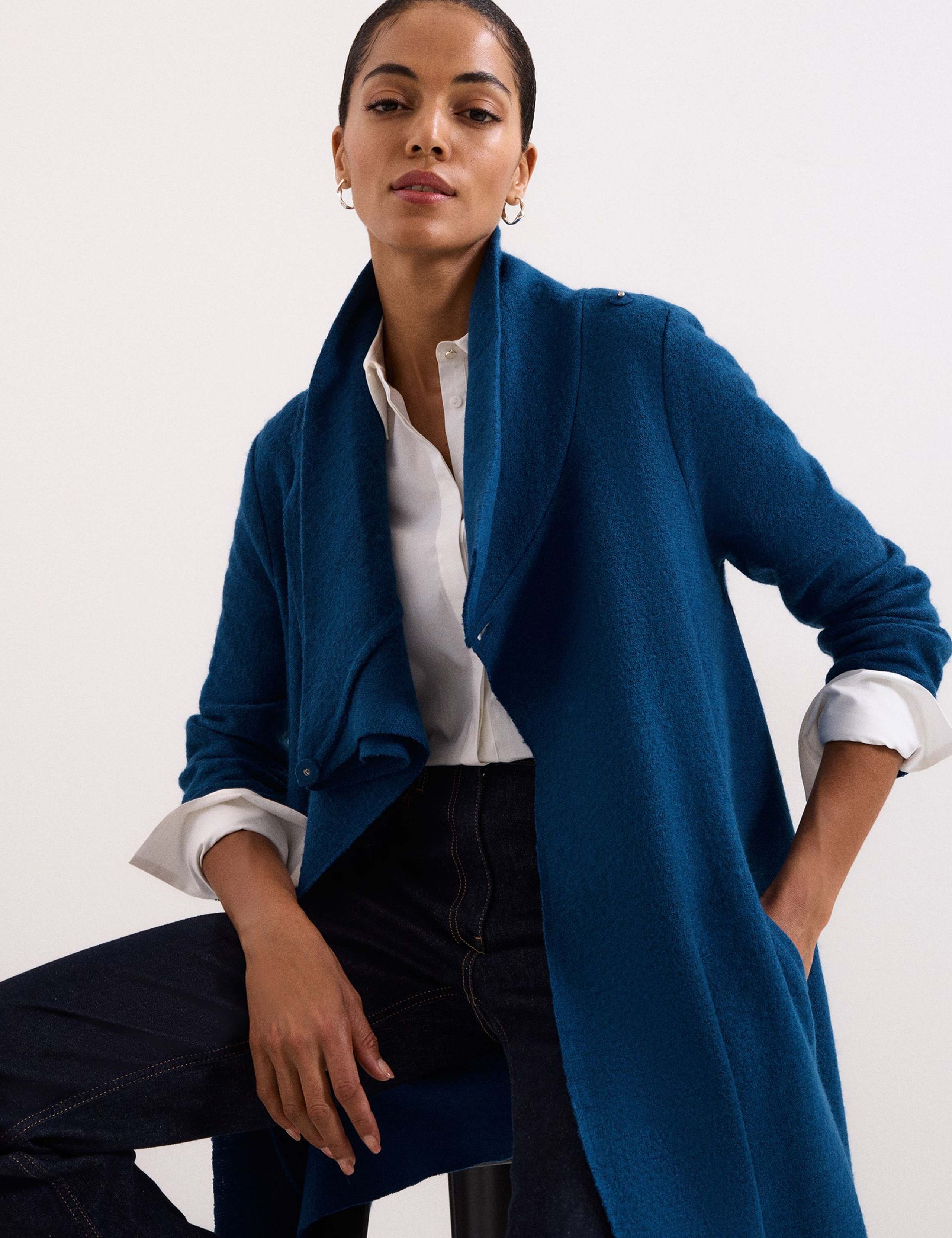 Wool Blend Cowl Neck Knitted Coatigan 4 of 8