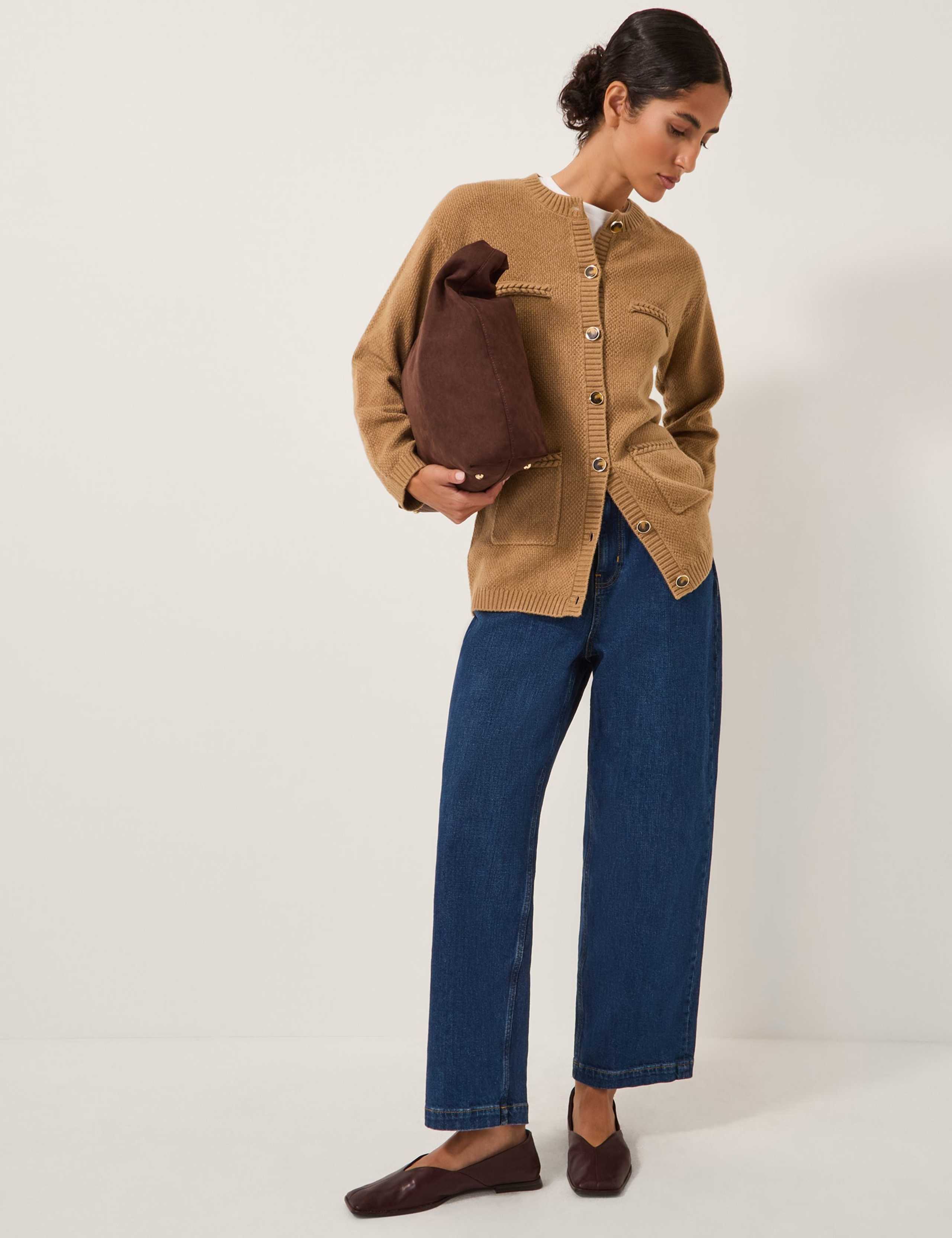 Textured Crew Neck Cardigan 3 of 5