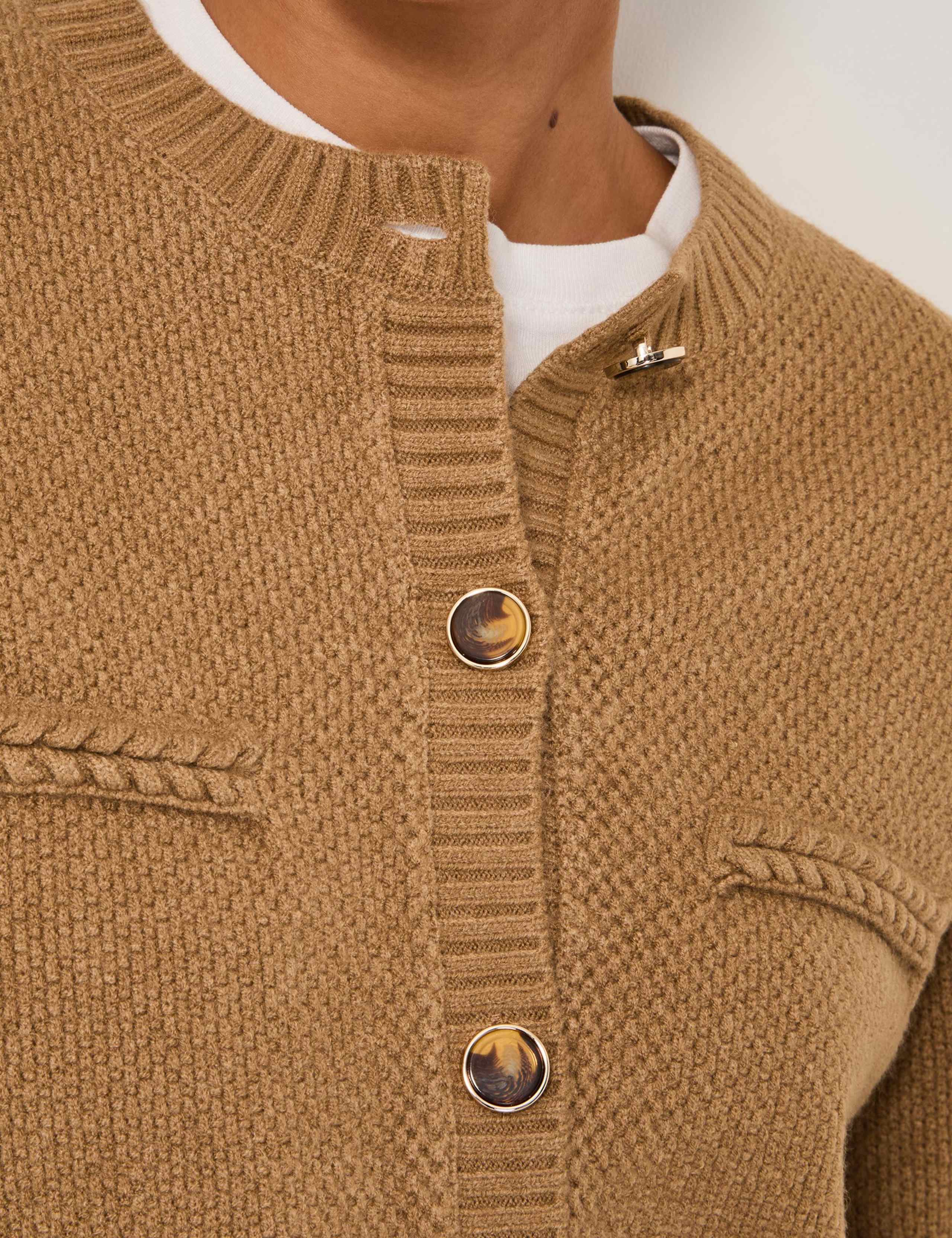 Textured Crew Neck Cardigan 5 of 5