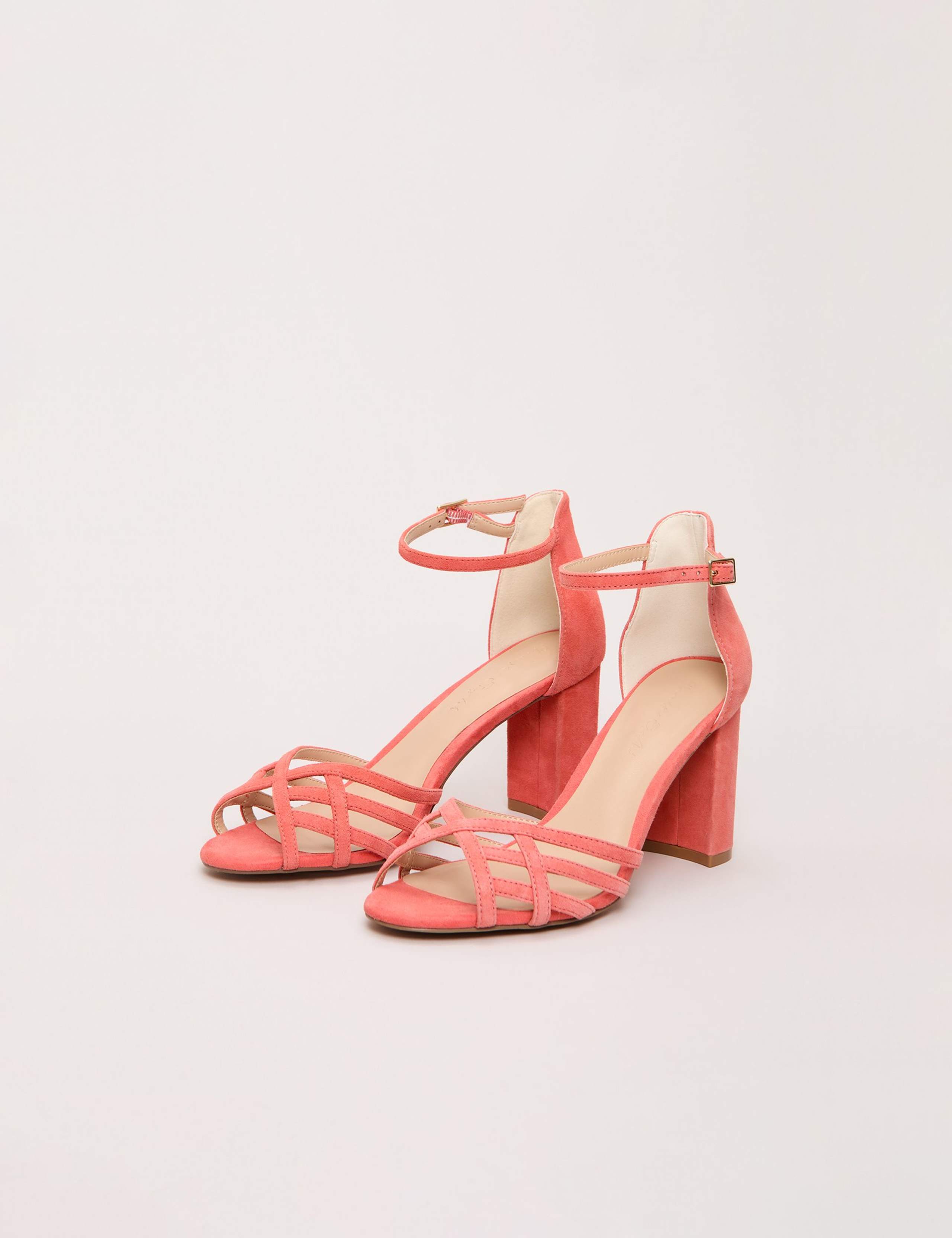 Suede Ankle Strap Block Heel Sandals 2 of 7