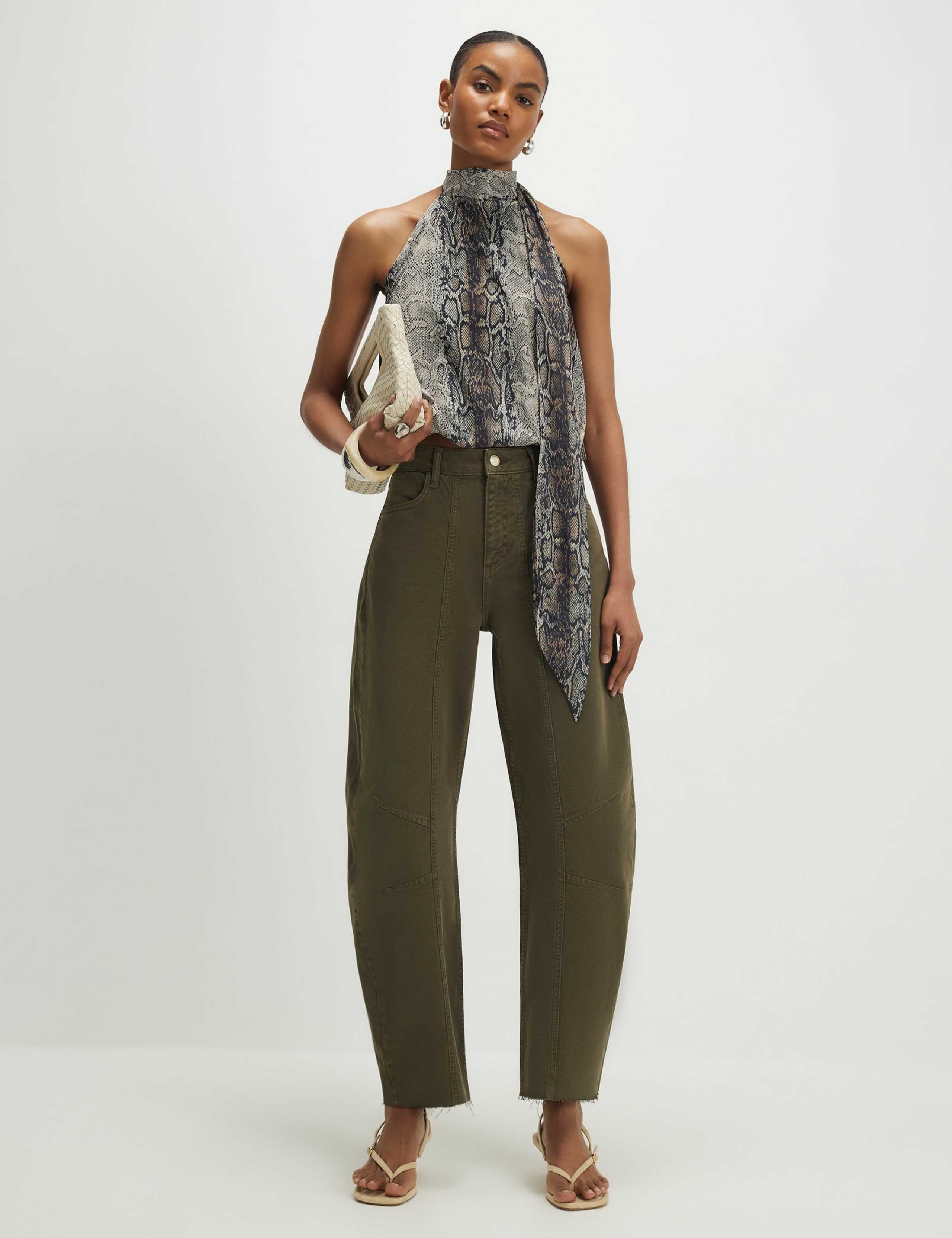 Mid Rise Raw Hem Barrel Jeans 1 of 4