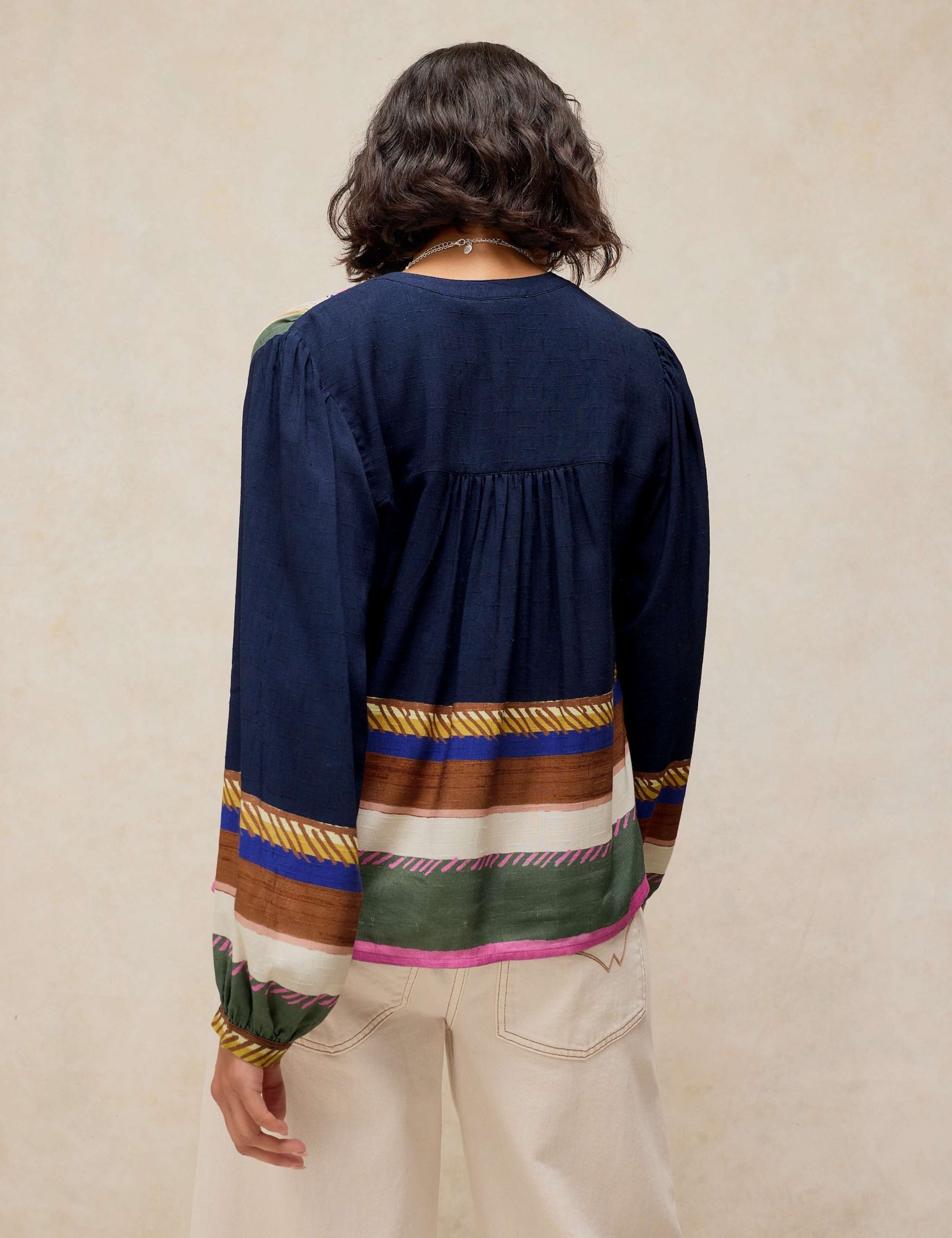 Printed Collarless Relaxed Blouse 5 of 6