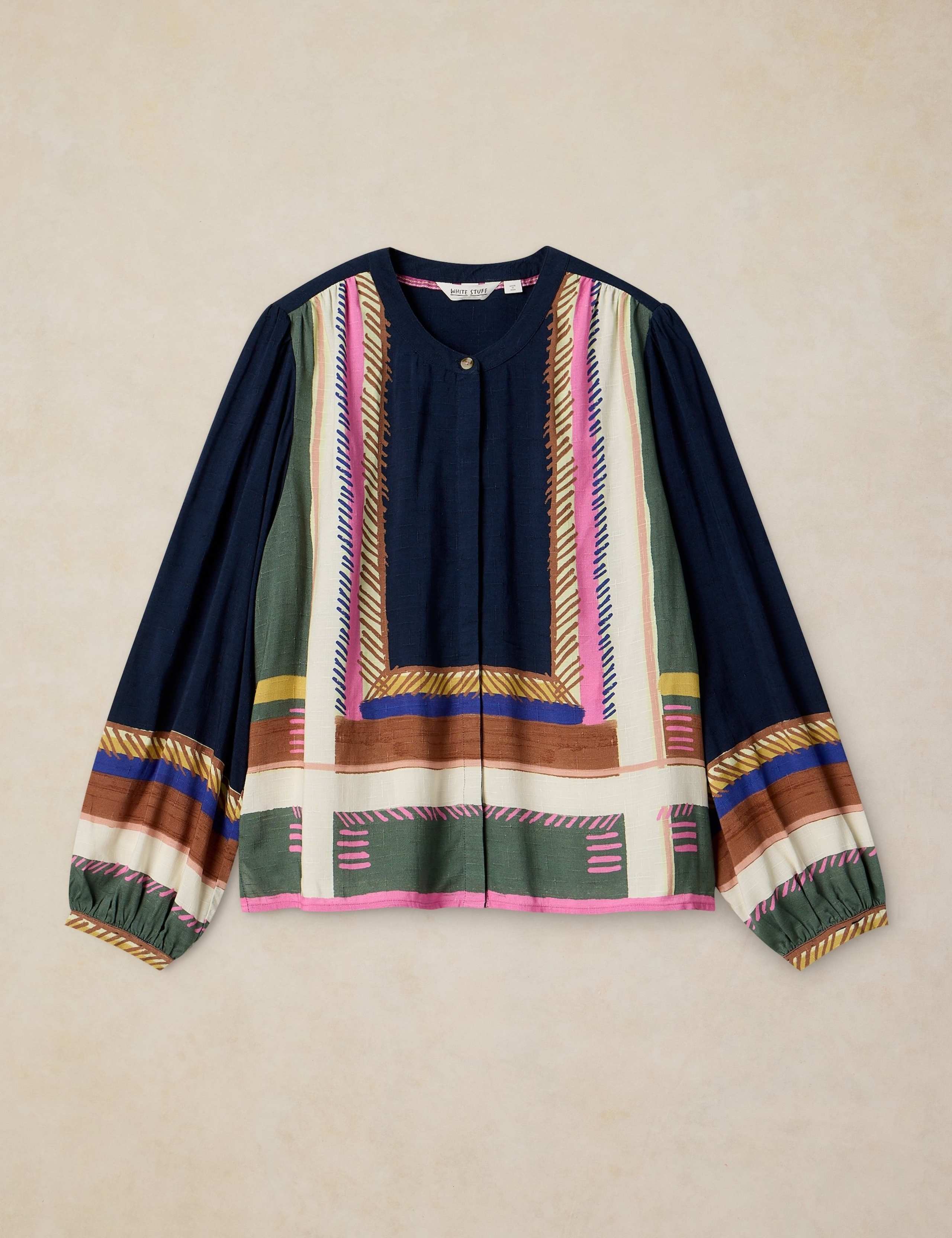 Printed Collarless Relaxed Blouse 2 of 6