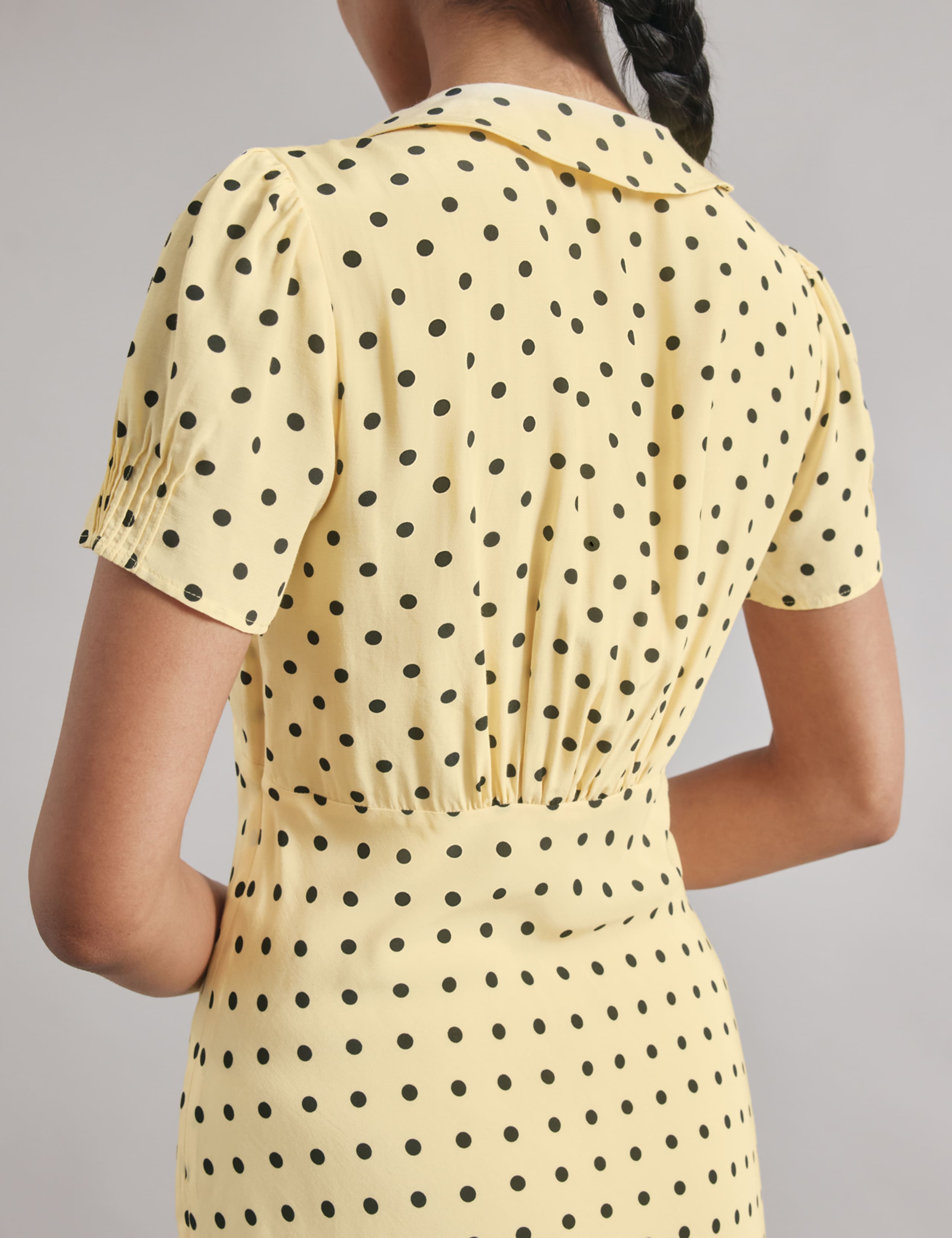 Spot Print Tie Neck Mini Shift Dress 3 of 5