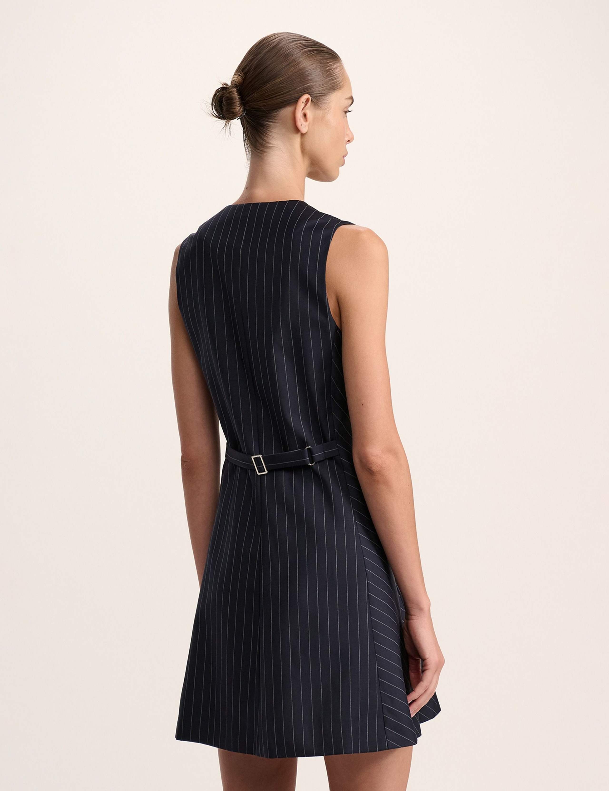 Wool Blend Pinstripe Mini Tailored Dress 5 of 6