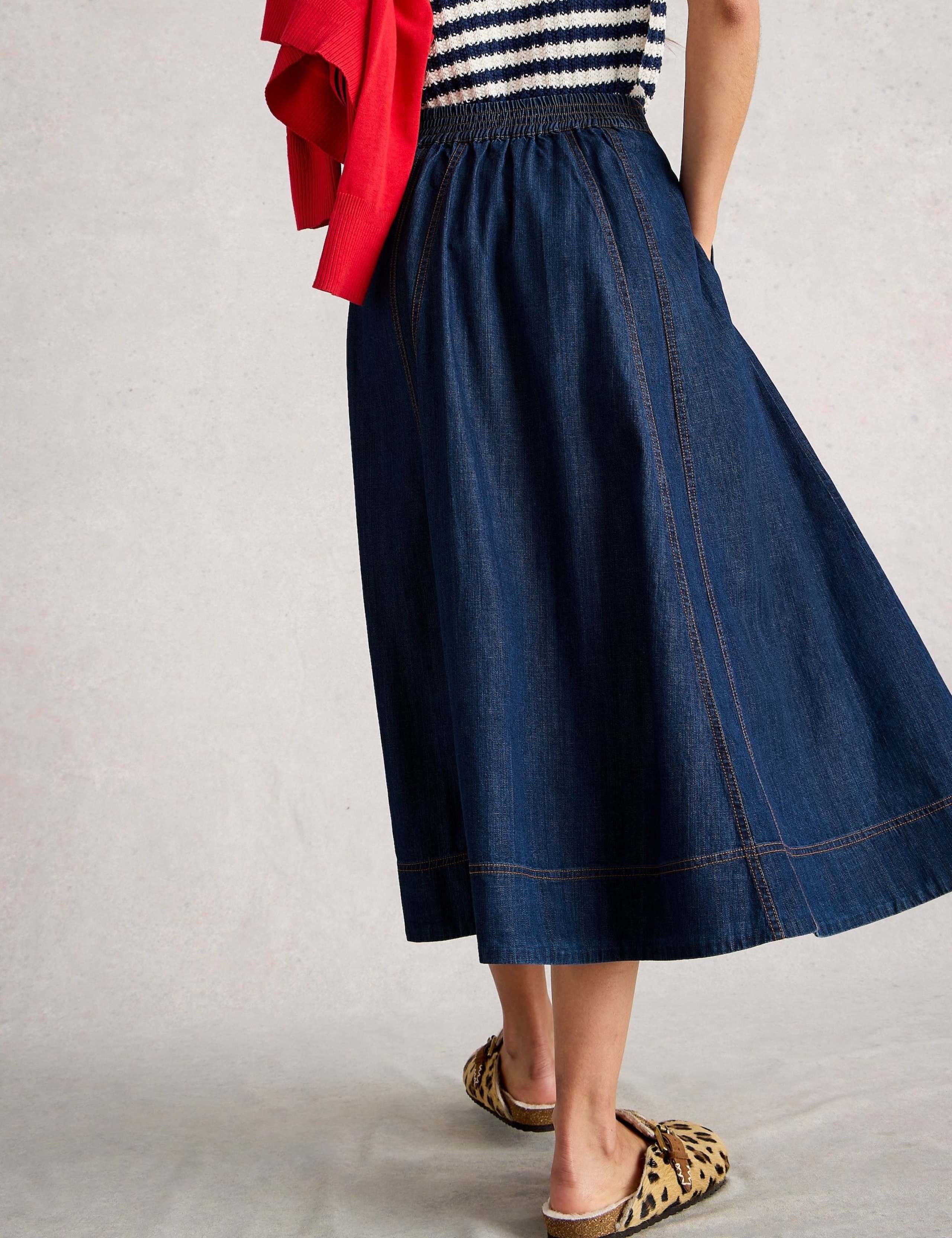 Denim Midi A-Line Skirt 3 of 6