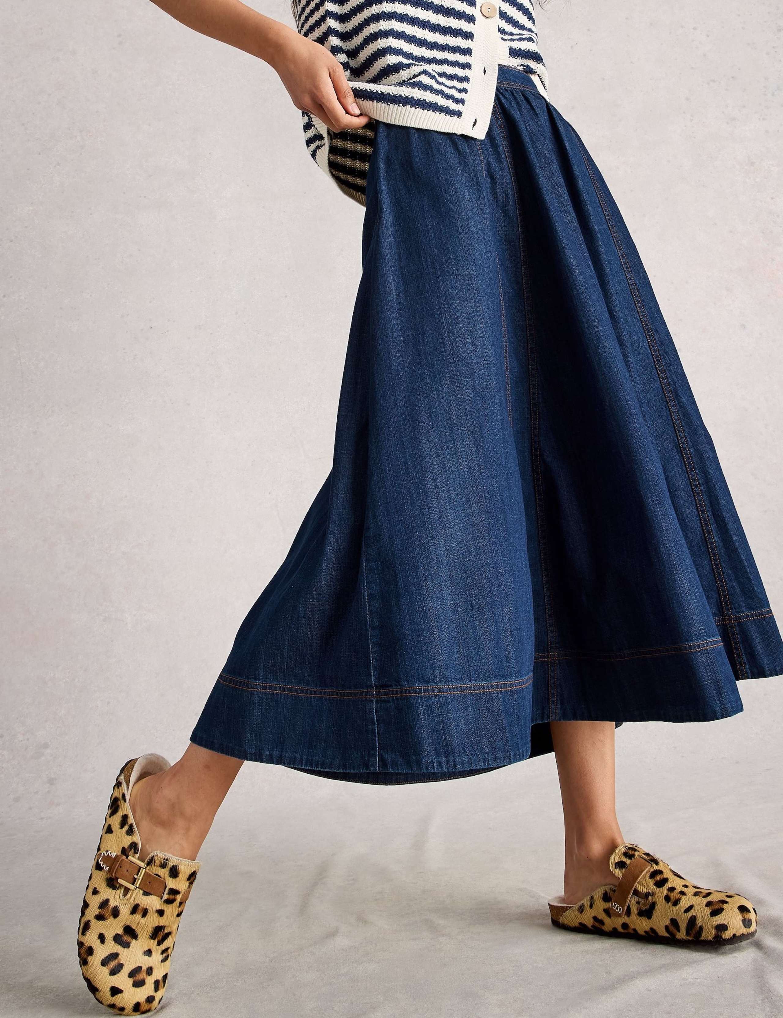 Denim Midi A-Line Skirt 4 of 6