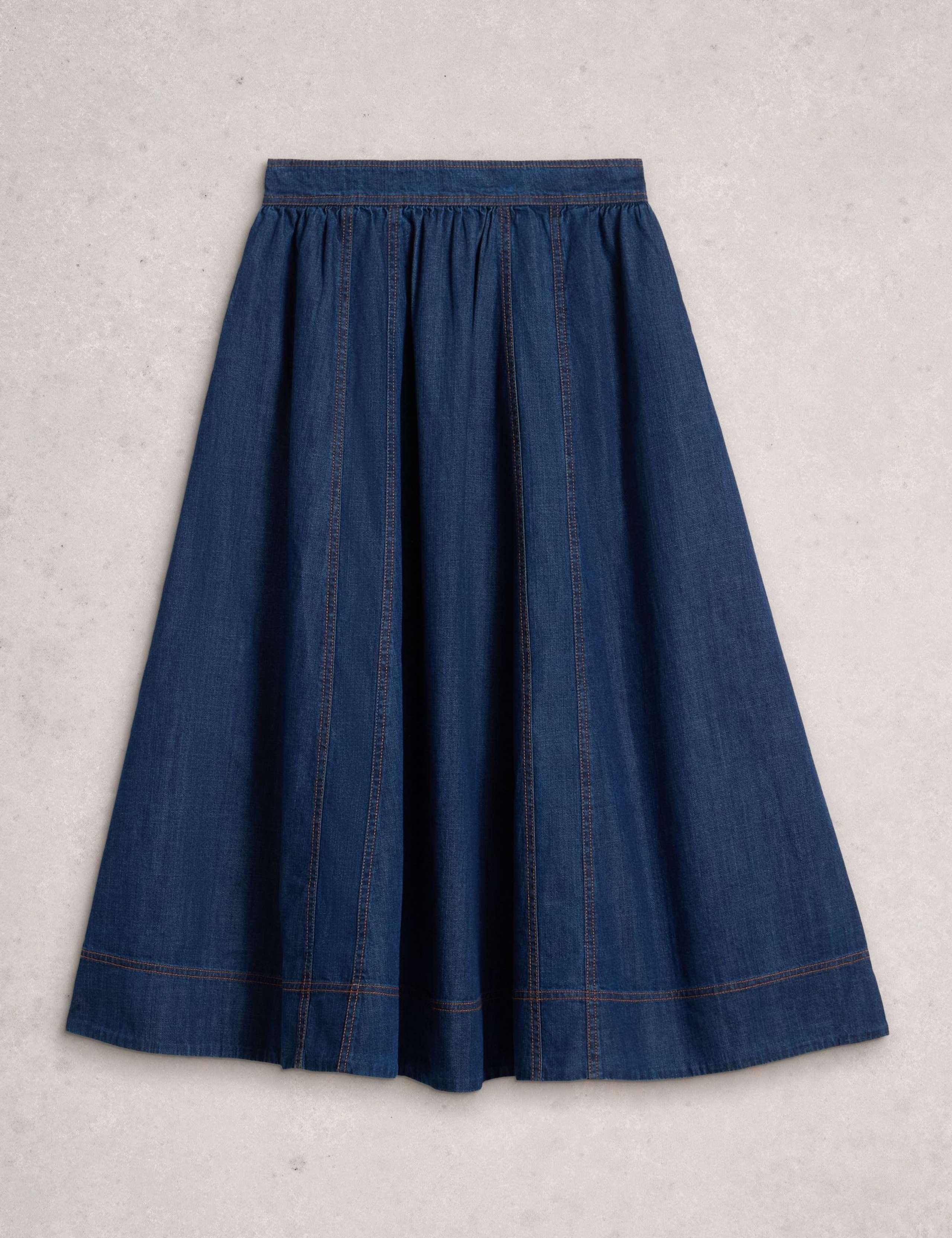 Denim Midi A-Line Skirt 2 of 6