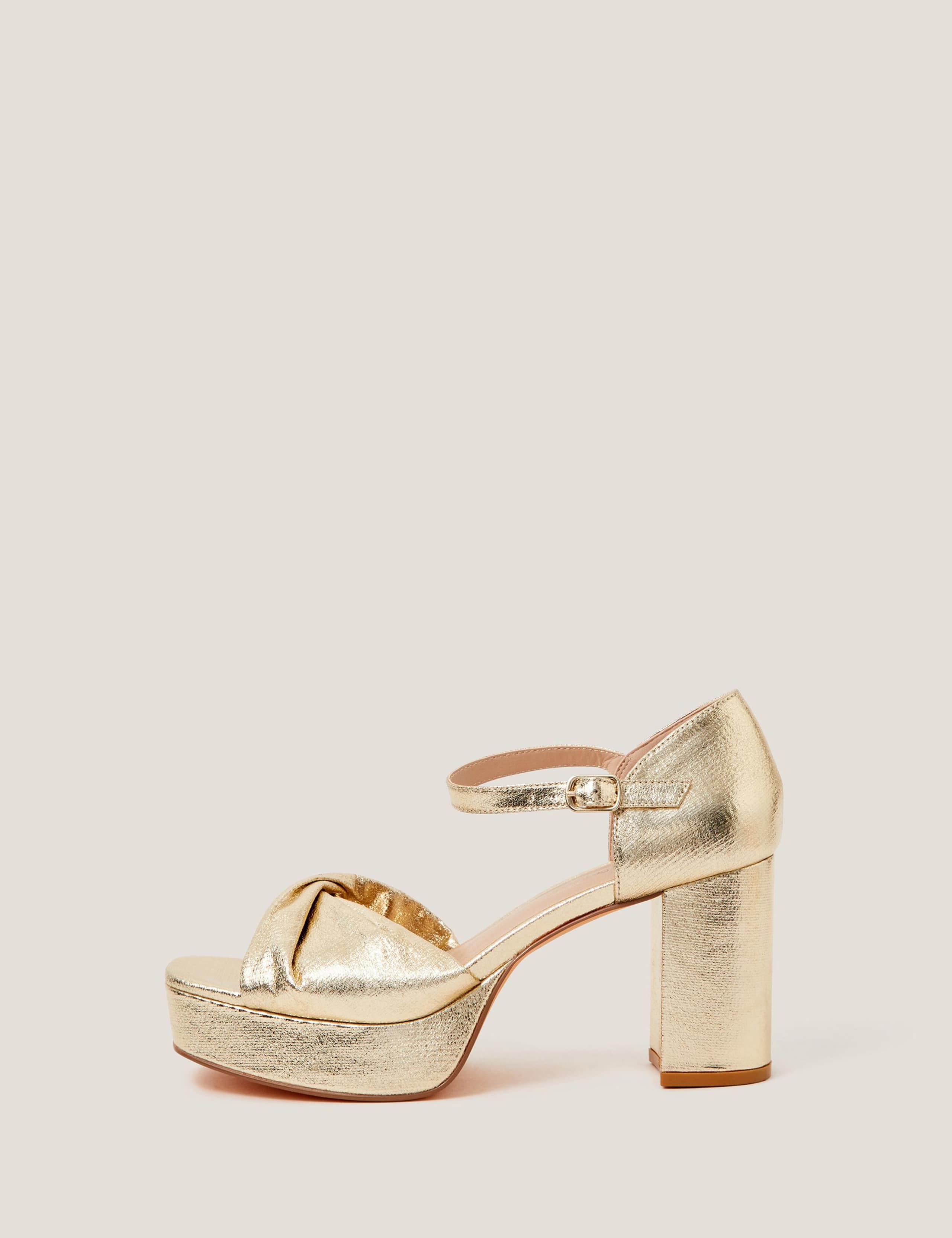 Metallic Ankle Strap Platform Sandals 1 of 3