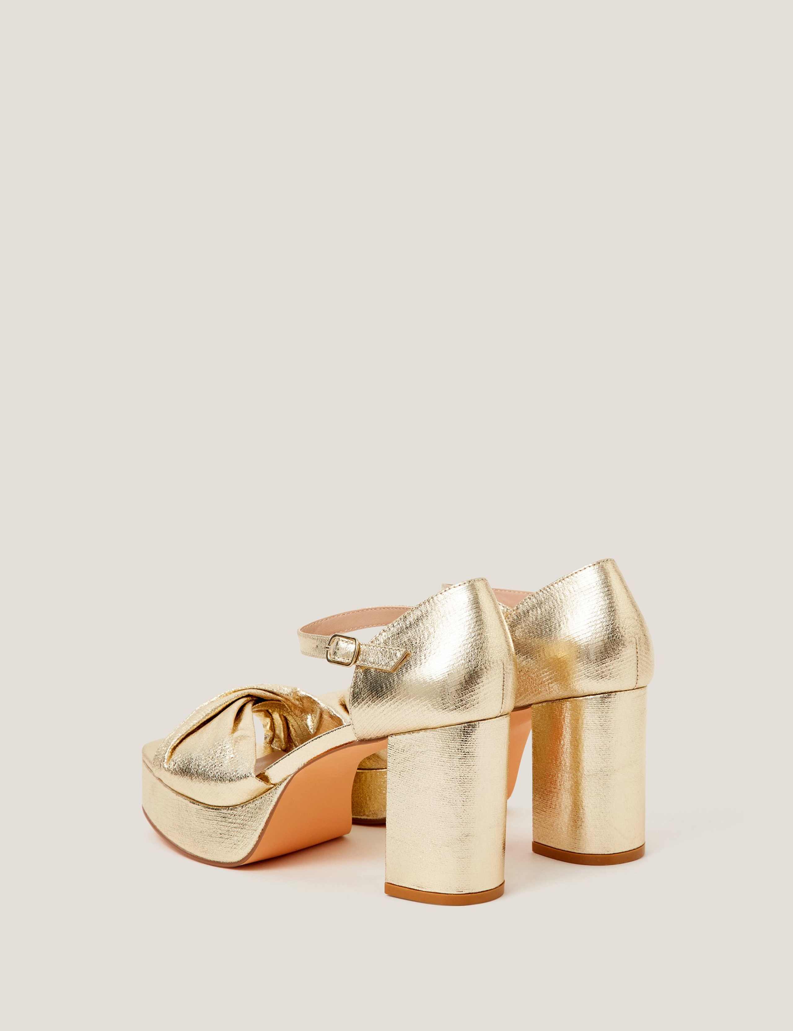 Metallic Ankle Strap Platform Sandals 3 of 3